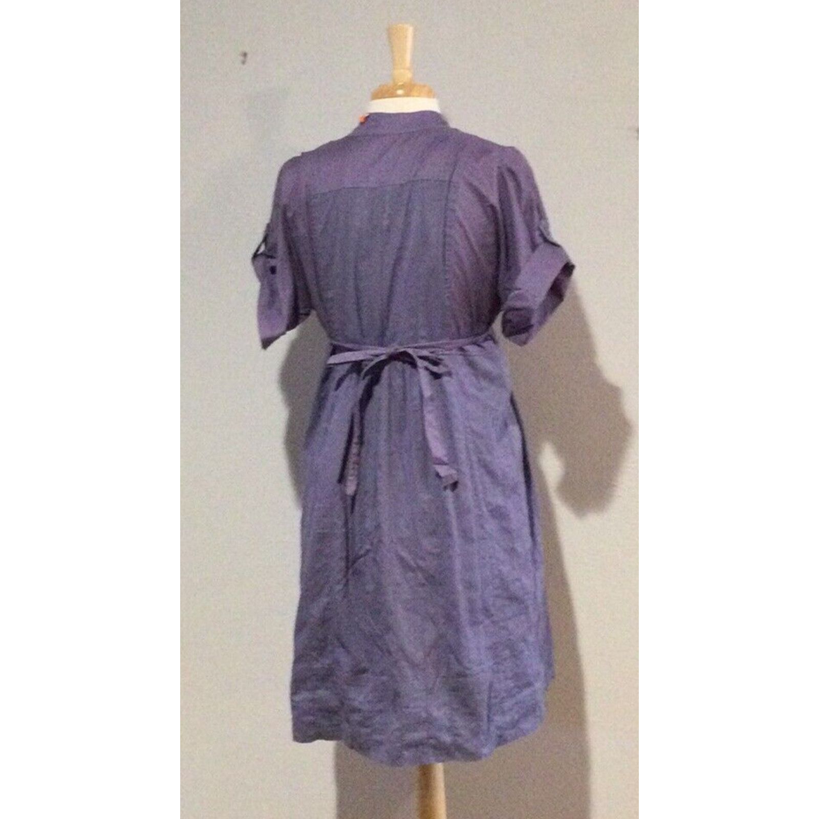 Vintage BCBGeneration Purple 3 Button Bodice Tie Back Midi Dress L Size L / US 10 / IT 46 - 9 Thumbnail