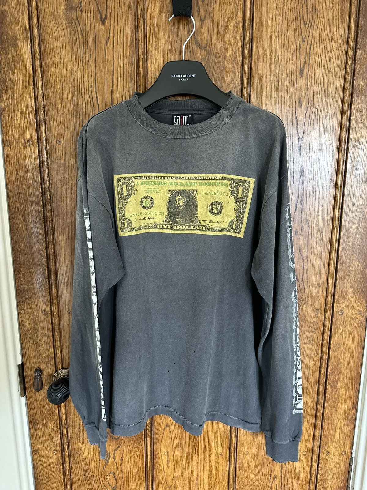Saint Michael Saint Mxxxxxx Michael anxiety dollar gray sleeve t shirt M Size US M / EU 48-50 / 2 - 3 Thumbnail