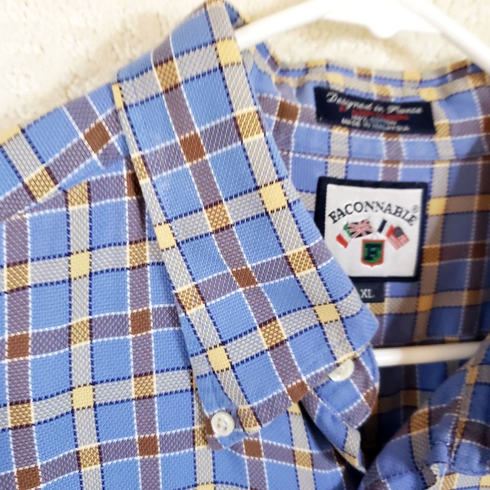Faconnable VINTAGE Façonnable Shirt XL Light Blue Button-Down Long Sleeve Plaid Big Weave Casual Mens Size US XL / EU 56 / 4 - 7 Thumbnail