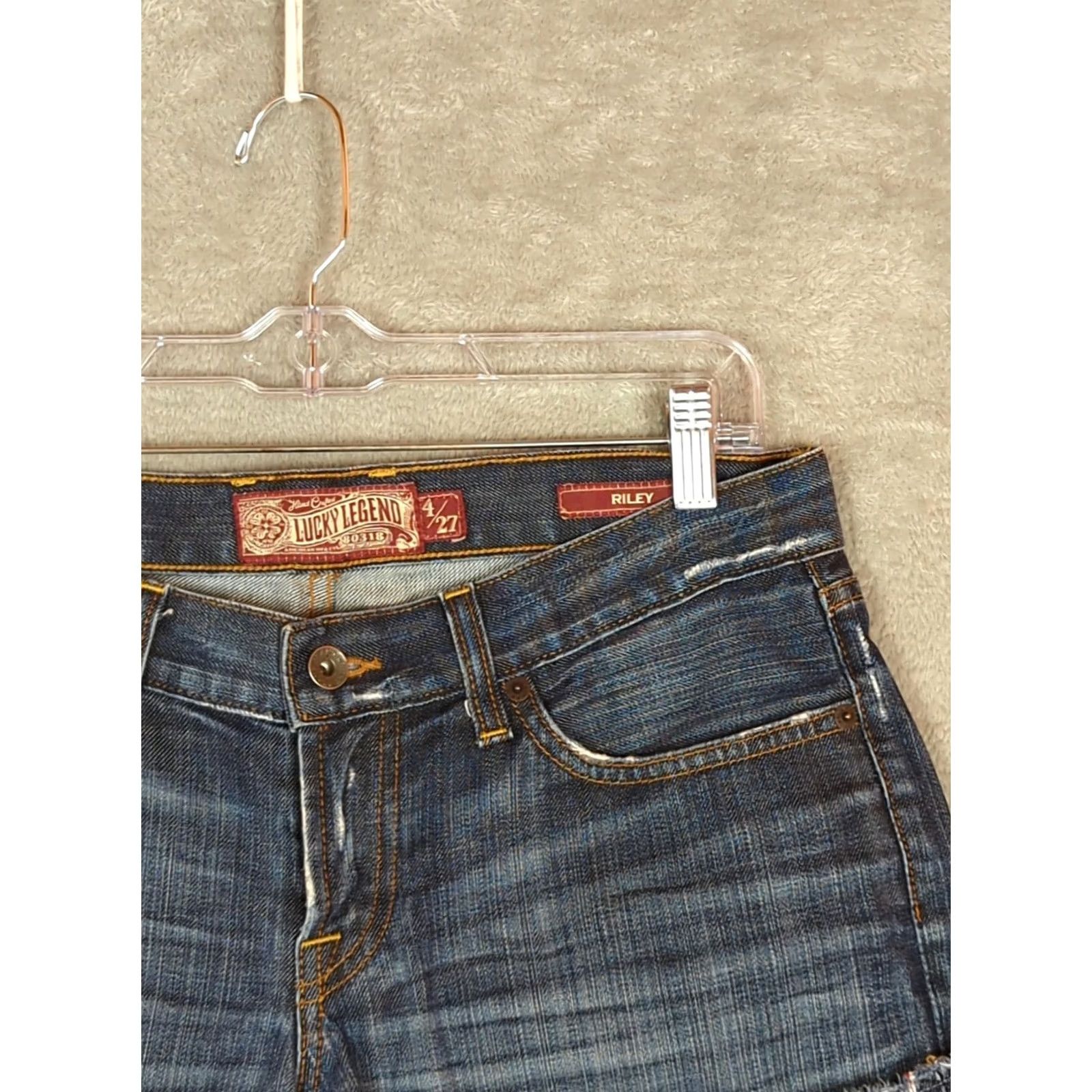 Lucky Brand Lucky Brand Shorts Womens 4 Blue Denim Riley Frayed Hem Whisker Distress selvage Distressed 5-Pocket Denim Shorts Blue Regular Size 27" / US 4 / IT 40 - 4 Thumbnail