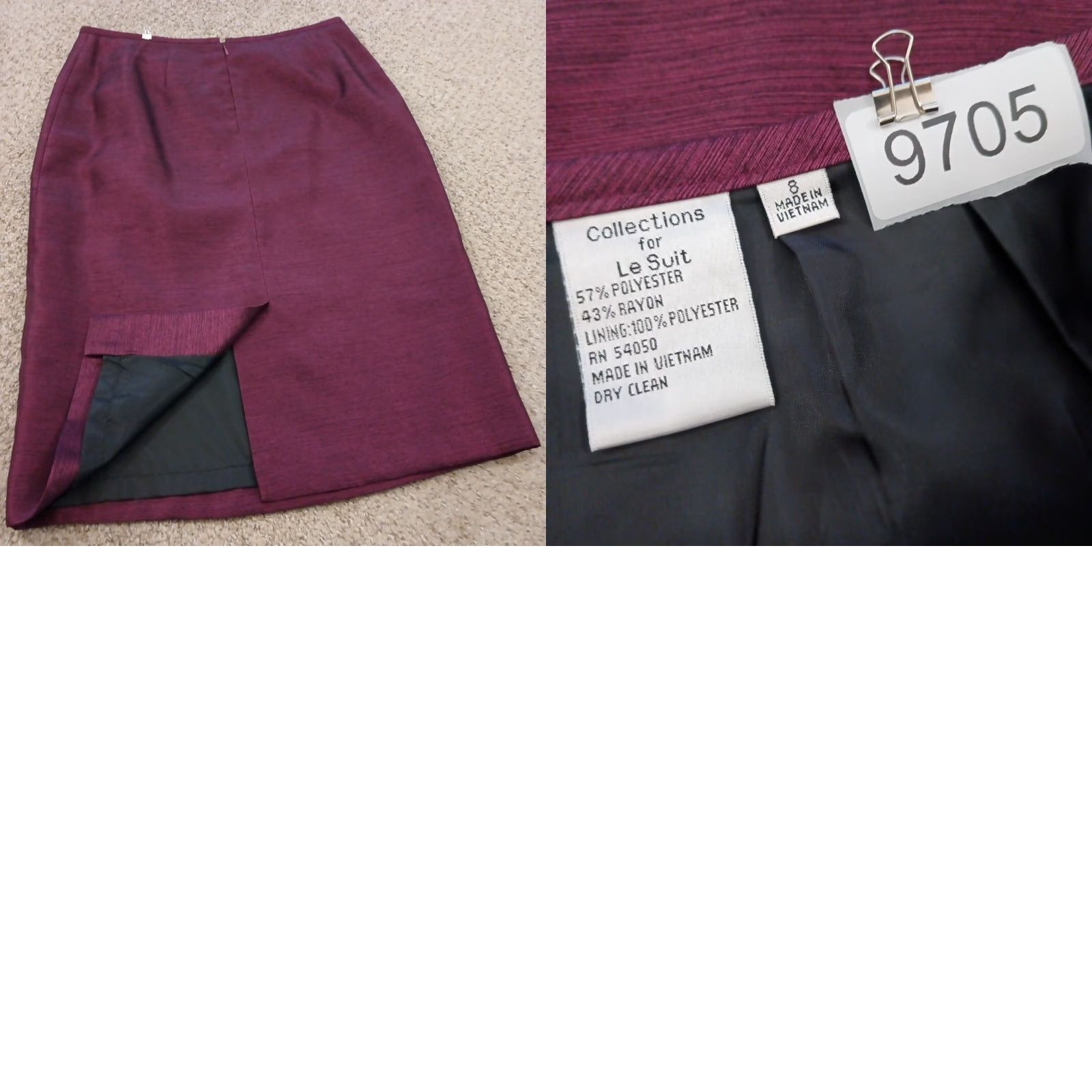 Vintage Le Suit Skirt Knee Length Women's Size 8 Purple Heather Lined Slit Pencil Slit Polyester Rayon Dry Clean Only Vintage No Regular Casual/Workwear Size 30" / US 8 / IT 44 - 8 Thumbnail