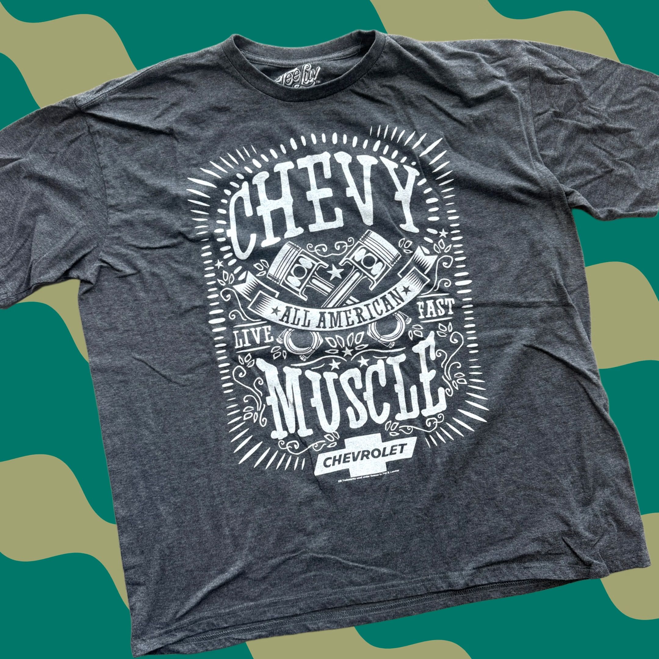 Vintage VINTAGE Y2K Chevy Tough Muscle Car Grey Graphic Short Sleeve Tee XXL Mens Size US 39 - 1 Thumbnail