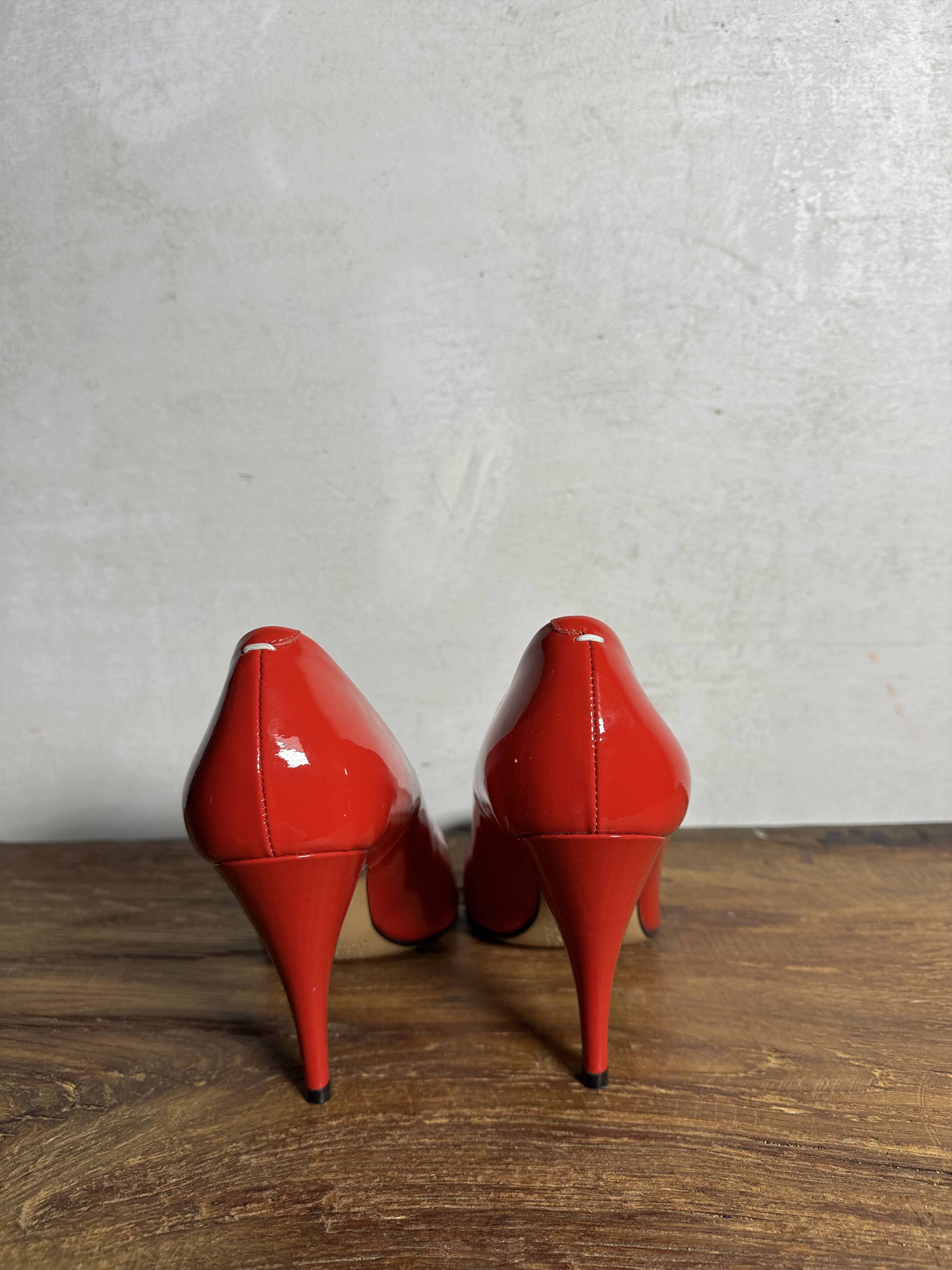Maison Margiela Maison Margiela Red Tabi 110mm Patent Leather Pumps Size US 9 / IT 39 - 10 Thumbnail