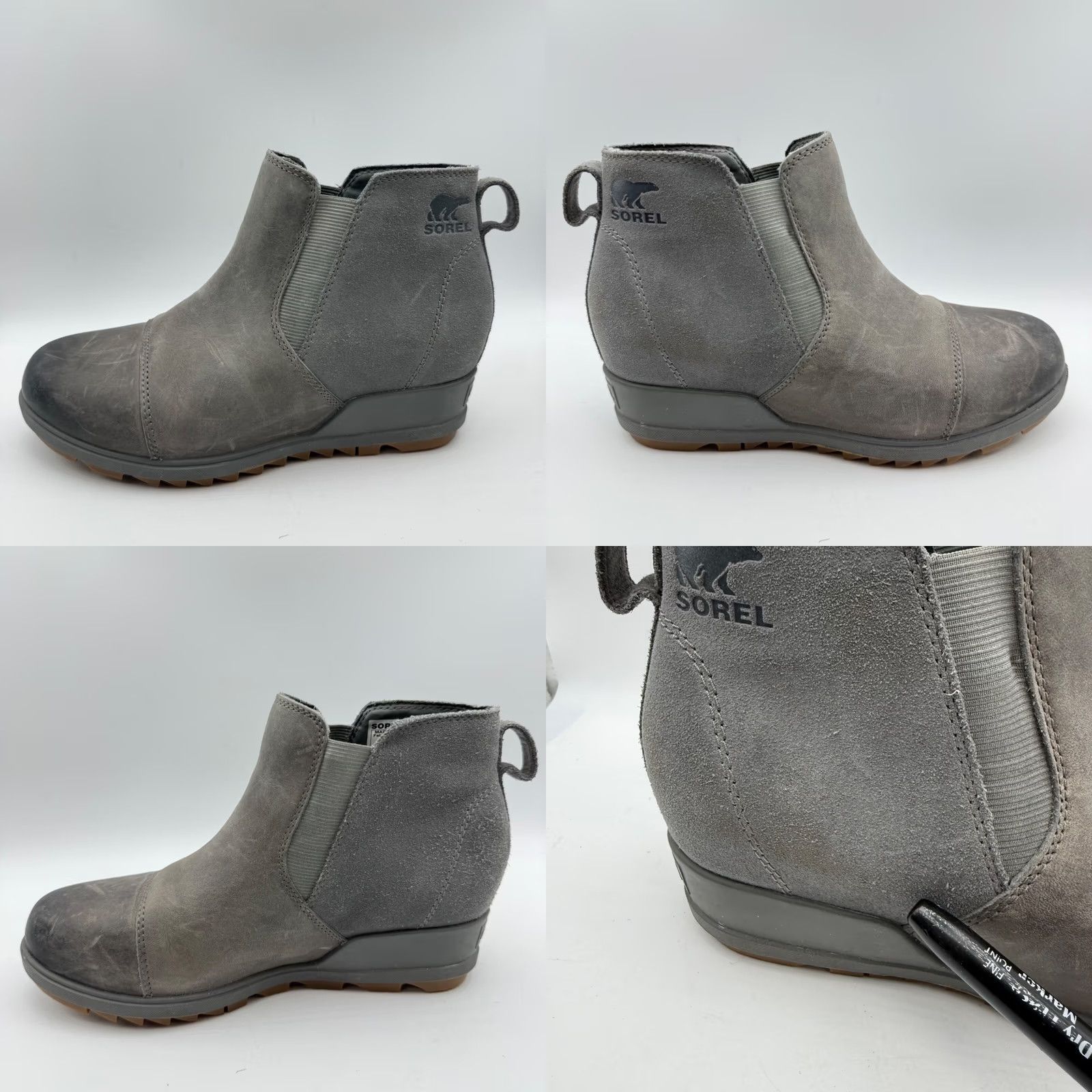 SOREL Sorel Womens Evie Bootie Ankle Pull On Size 7.5 Gray Leather Wedge Heel Size US 8 / IT 38 - 8 Thumbnail