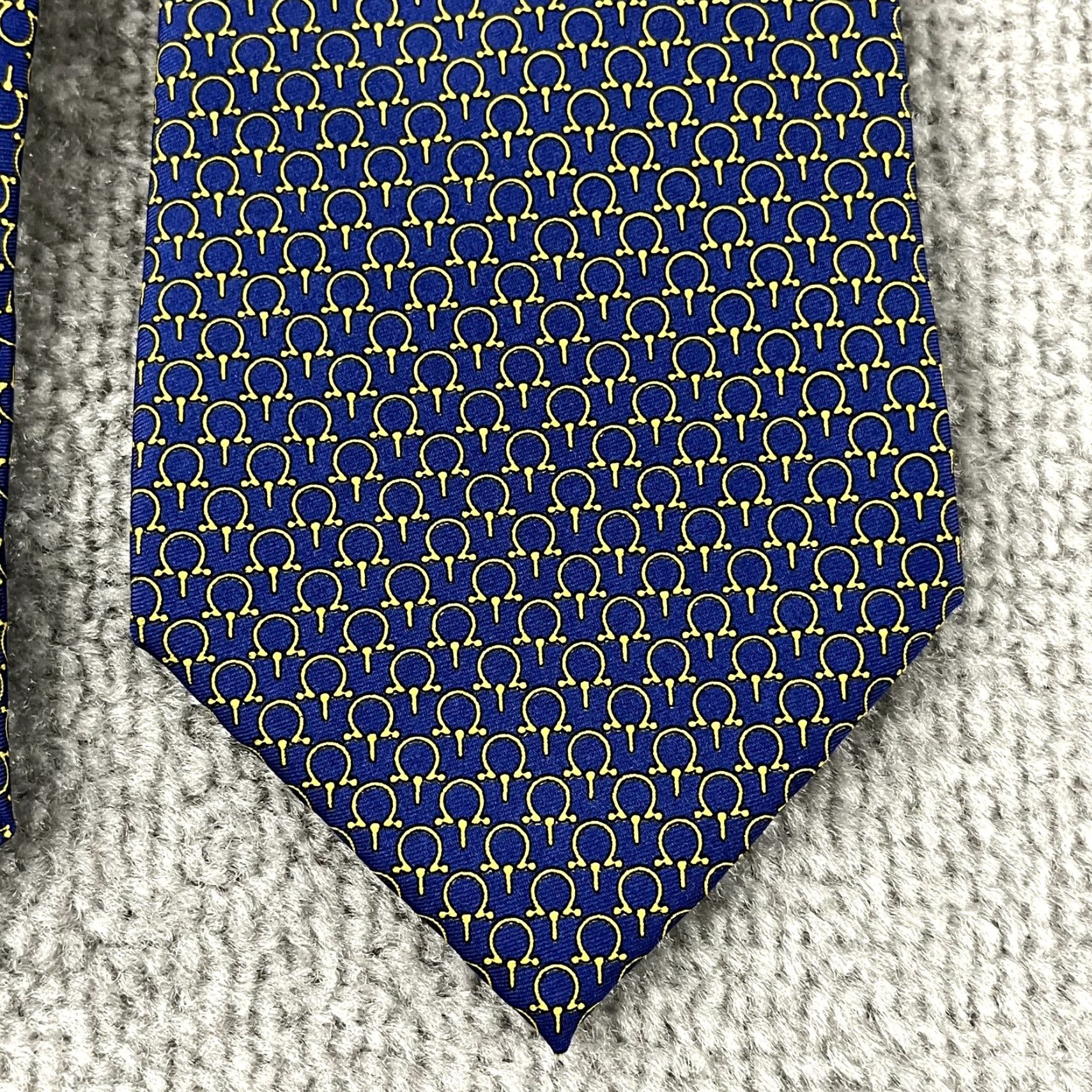 Vintage VINTAGE BEAUFORT Tie Mens 100% Silk Blue Yellow Equestrian The Rack Dress Regular Italy Size ONE SIZE - 6 Thumbnail
