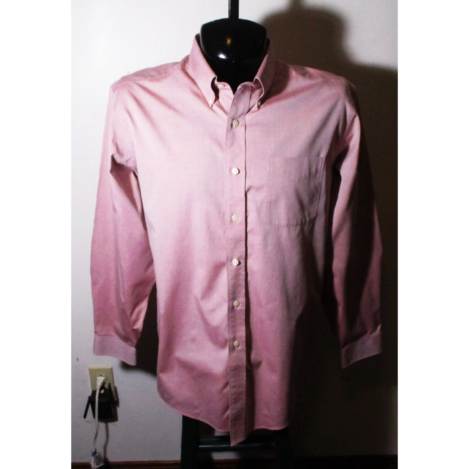 Vintage L.L. BEAN Pink Long Sleeve Oxford Dress Shirt Men's 16.5/35 Size 46R - 2 Thumbnail