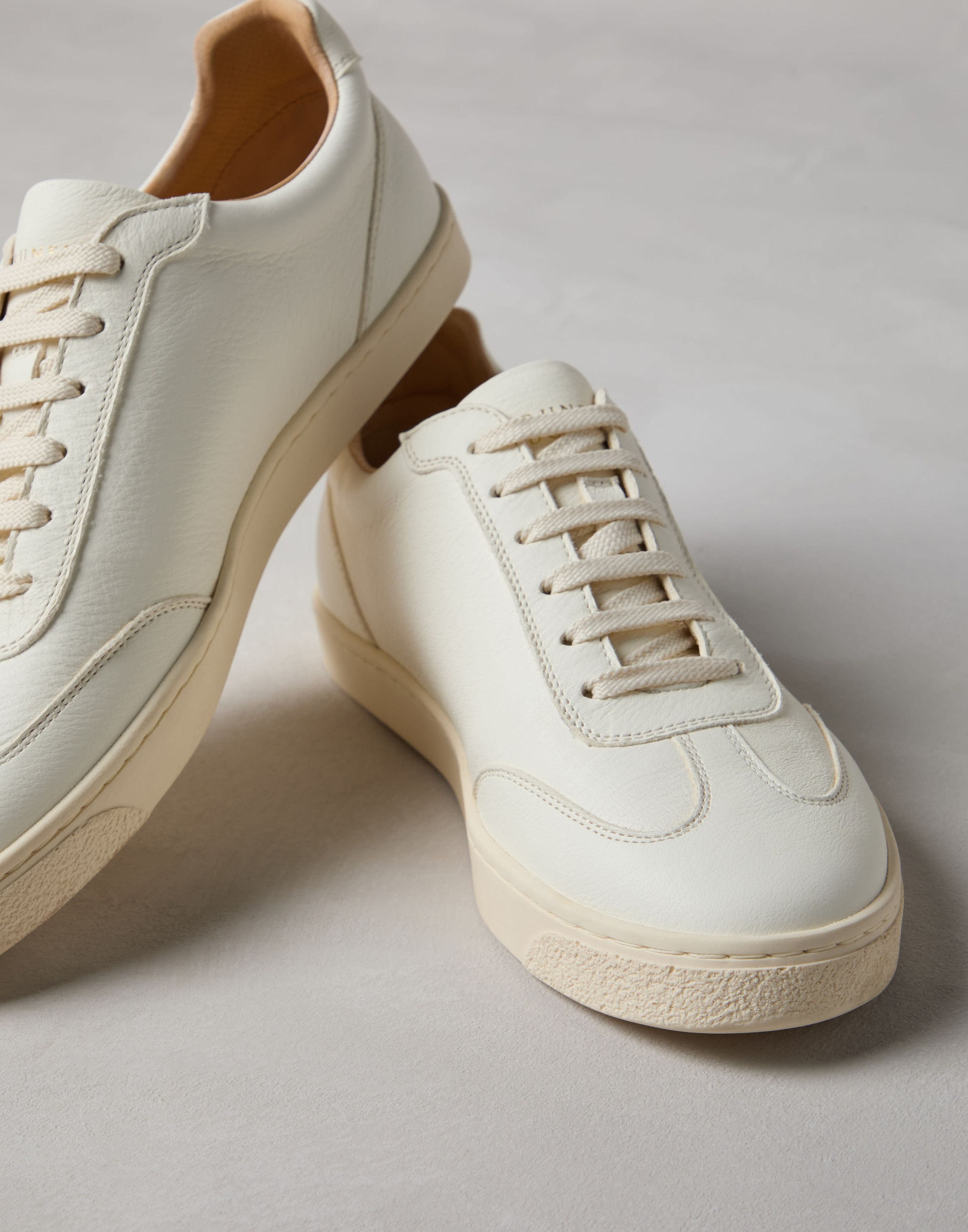 Brunello Cucinelli o1la1rc1a0326 Deerskin Sneakers in Ivory Size US 8 / EU 41 - 3 Thumbnail