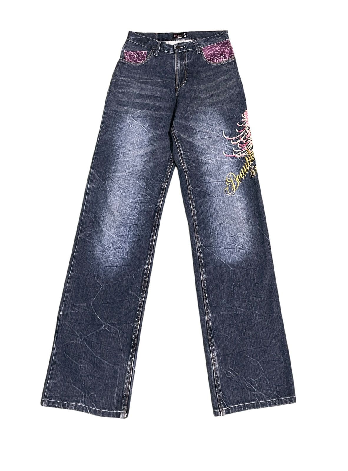 Japanese Brand Vintage Divine Retribution Multi Pocket Sukajan Jeans 1990s Size US 32 / EU 48 - 2 Thumbnail