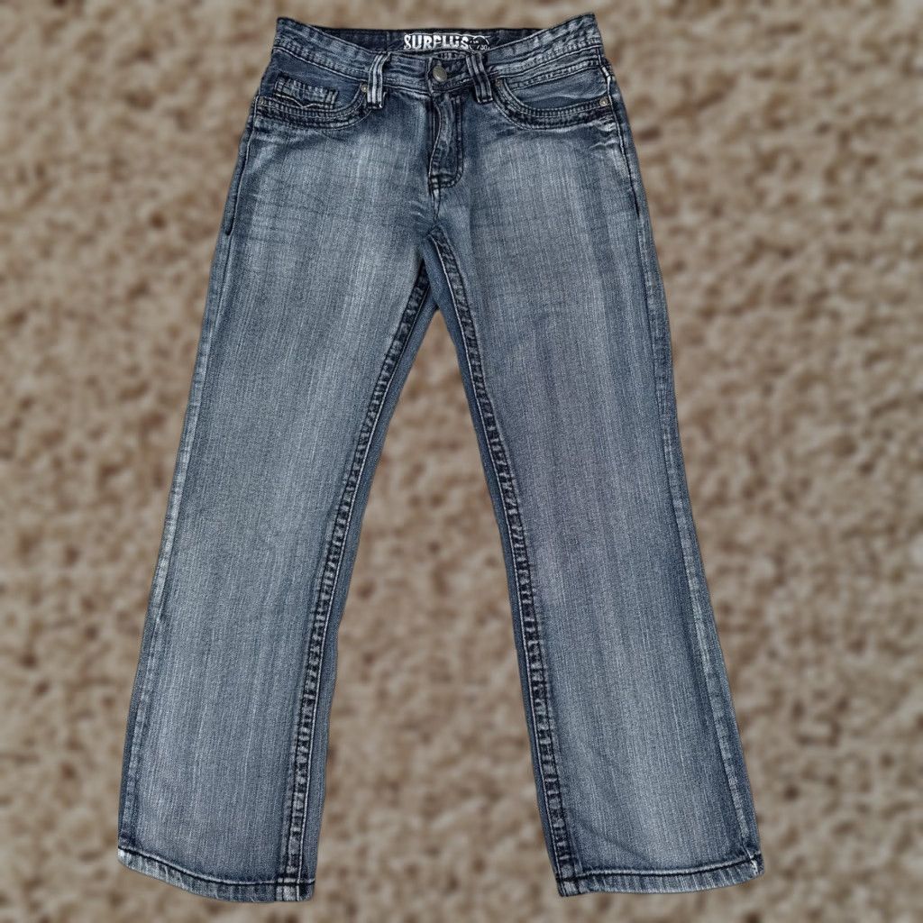 Denime Surplus Jeans Mens 30x30 Blue Denim Straight Leg Embroidered Contrast Stitch Bagged Back Pockets Size US 30 / EU 46 - 1 Thumbnail