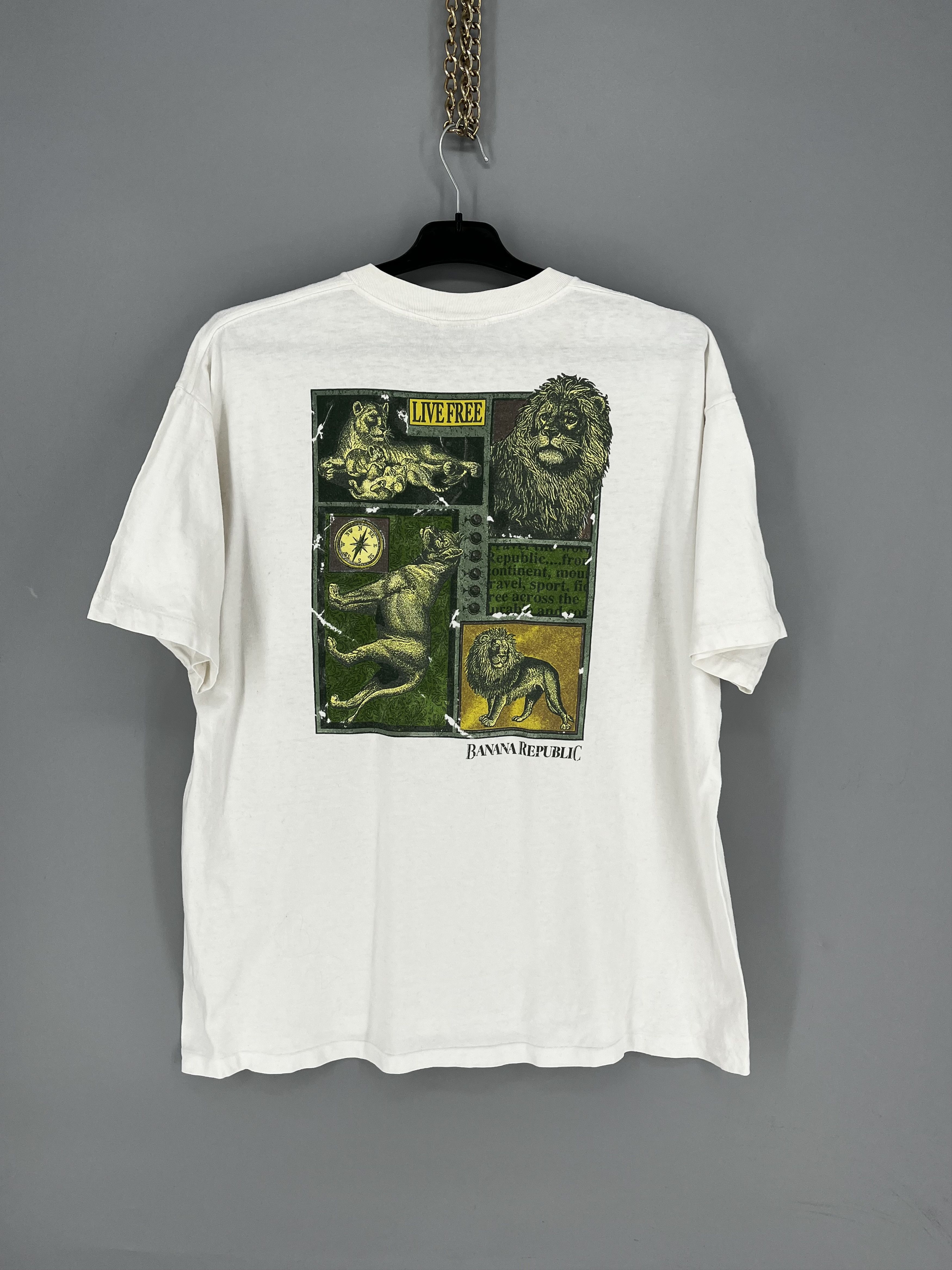 Banana Republic Vintage 1990s Banana Republic Safari Travel Graphic T-shirt Size US XL / EU 56 / 4 - 12 Thumbnail