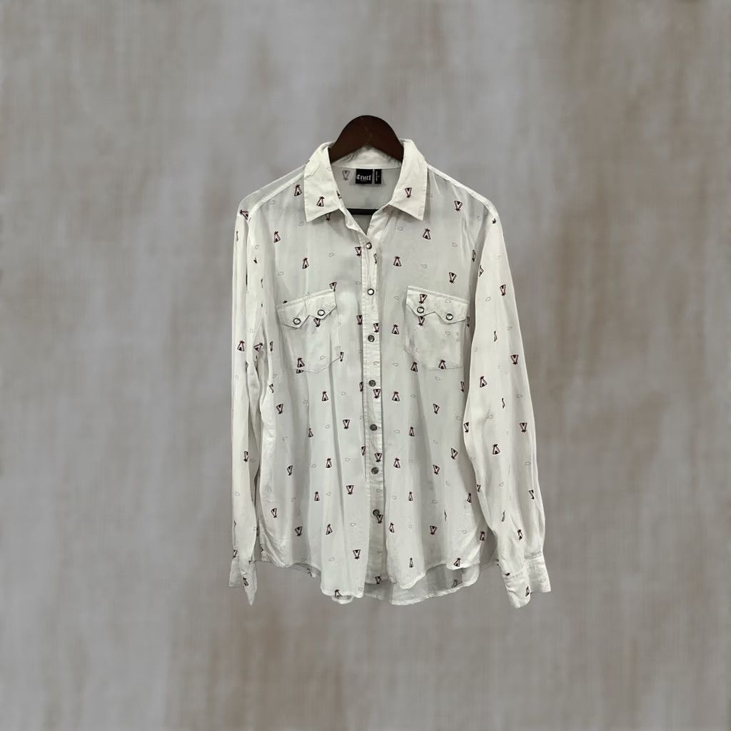 Vintage Cruel Girl Denim Western Shirt XL Pink Two-Pocket Cotton Rayon Snap Button-Up Long Sleeve Collared Womens Size XL / US 12-14 / IT 48-50 - 1 Thumbnail