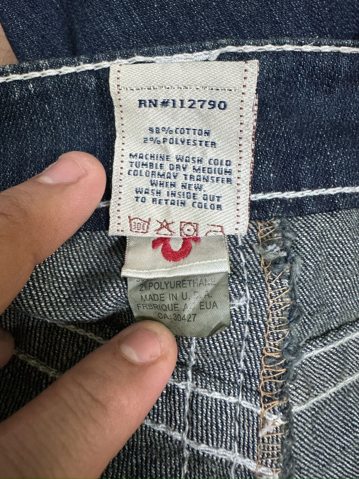 True Religion True Religion Bootcut Jeans White Patches Y2K Dark Wash Size US 29 - 13 Thumbnail