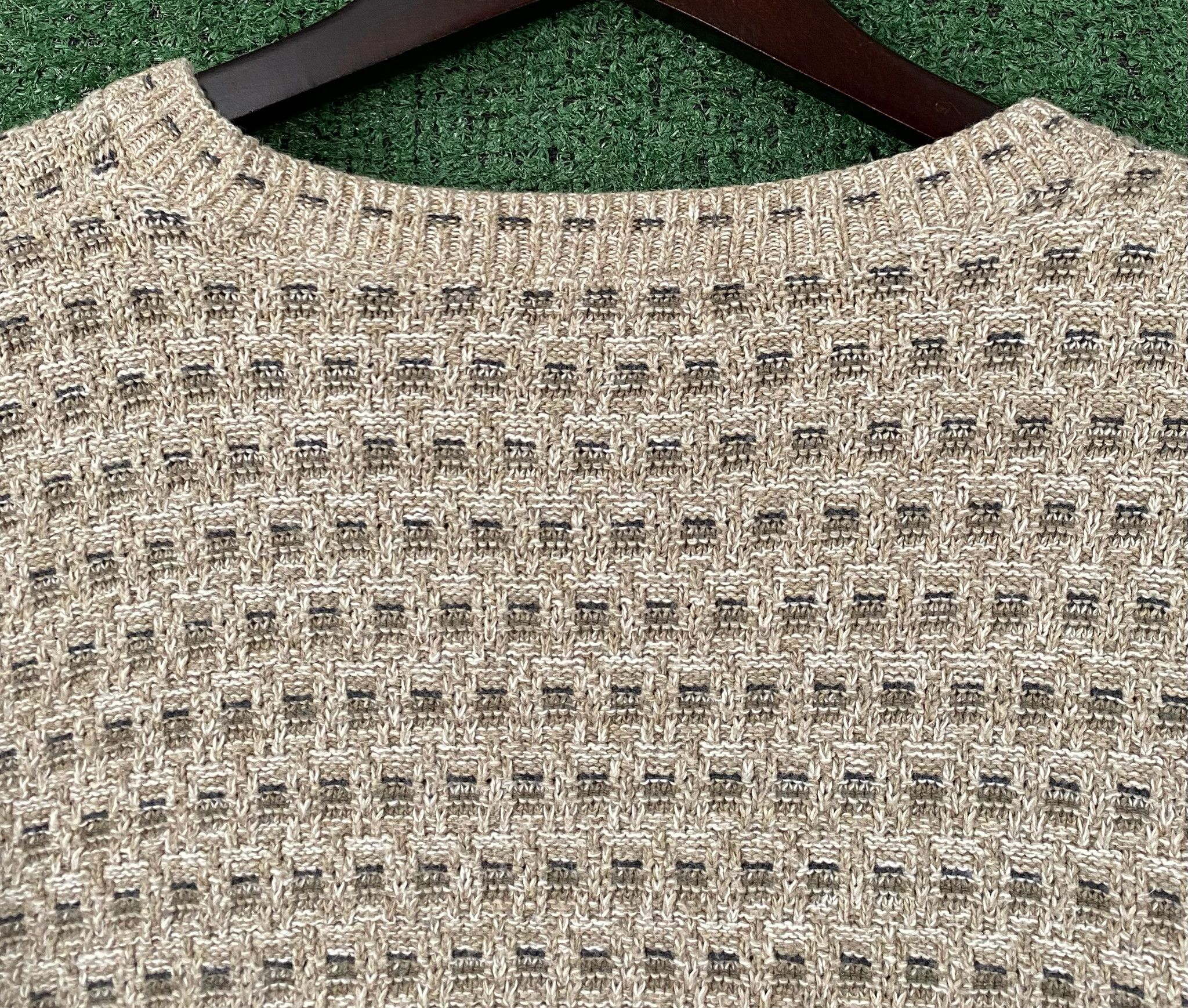 Bill Blass 90’s Bill Blass Oatmeal Patterned Cotton Blend Sweater Large Size US L / EU 52-54 / 3 - 4 Thumbnail