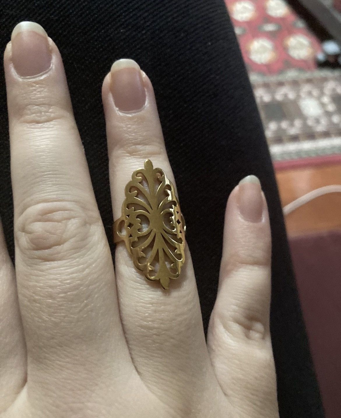 Other 18 karat gold plated stainless still swirly Mandela ring Size ONE SIZE - 1 Thumbnail