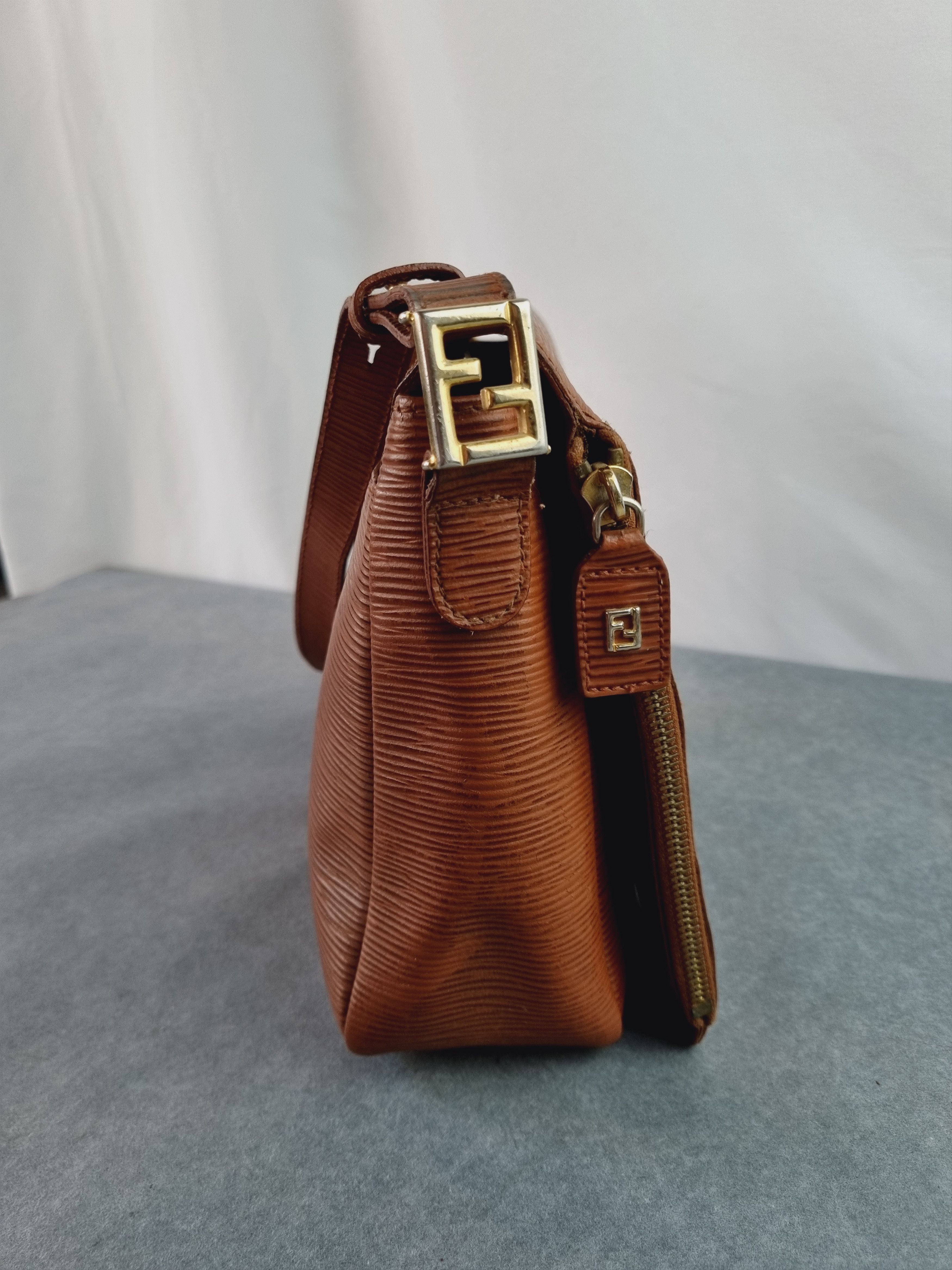 Fendi Vintage FENDI Brown Epi Leather Messenger Crossbody Bag Size ONE SIZE - 7 Thumbnail