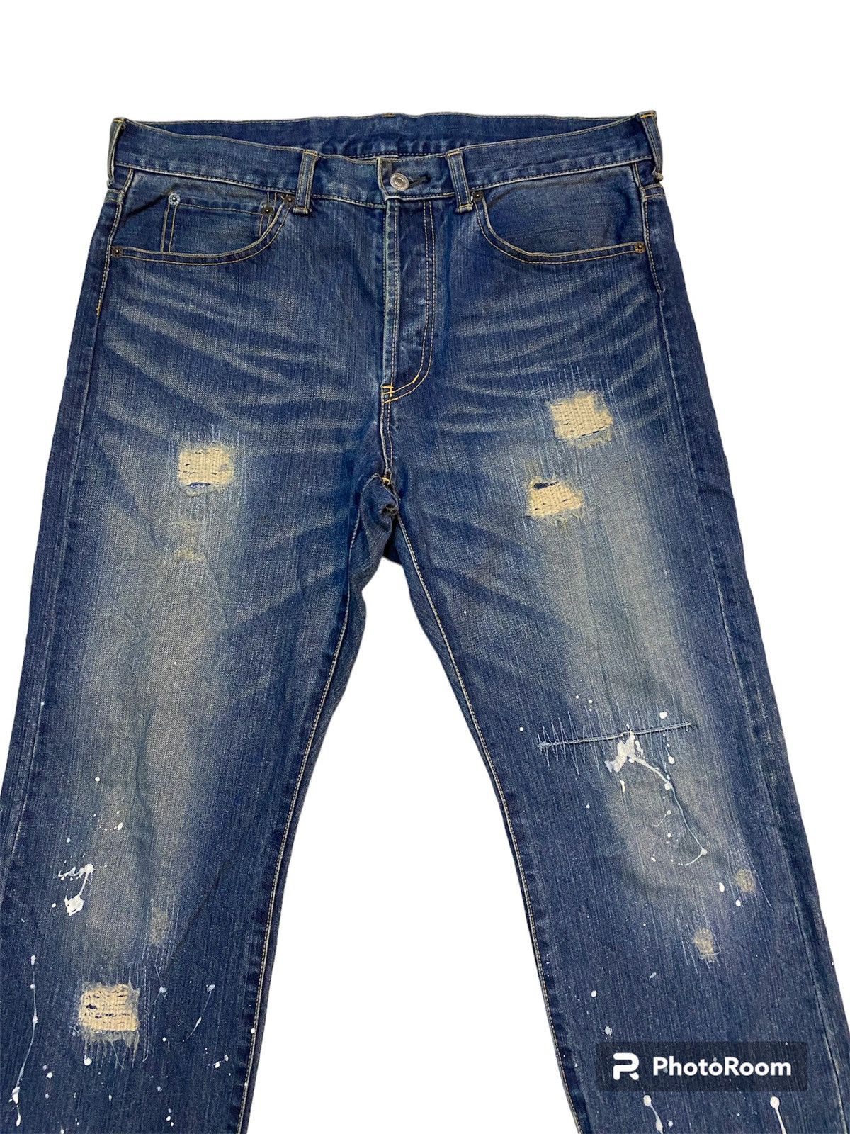 If Six Was Nine × Le Grande Bleu (L.G.B.) × Takeo Kikuchi Japanese Brand TK Painter Distressed Regular Straight Denim Size US 34 / EU 50 - 2 Thumbnail