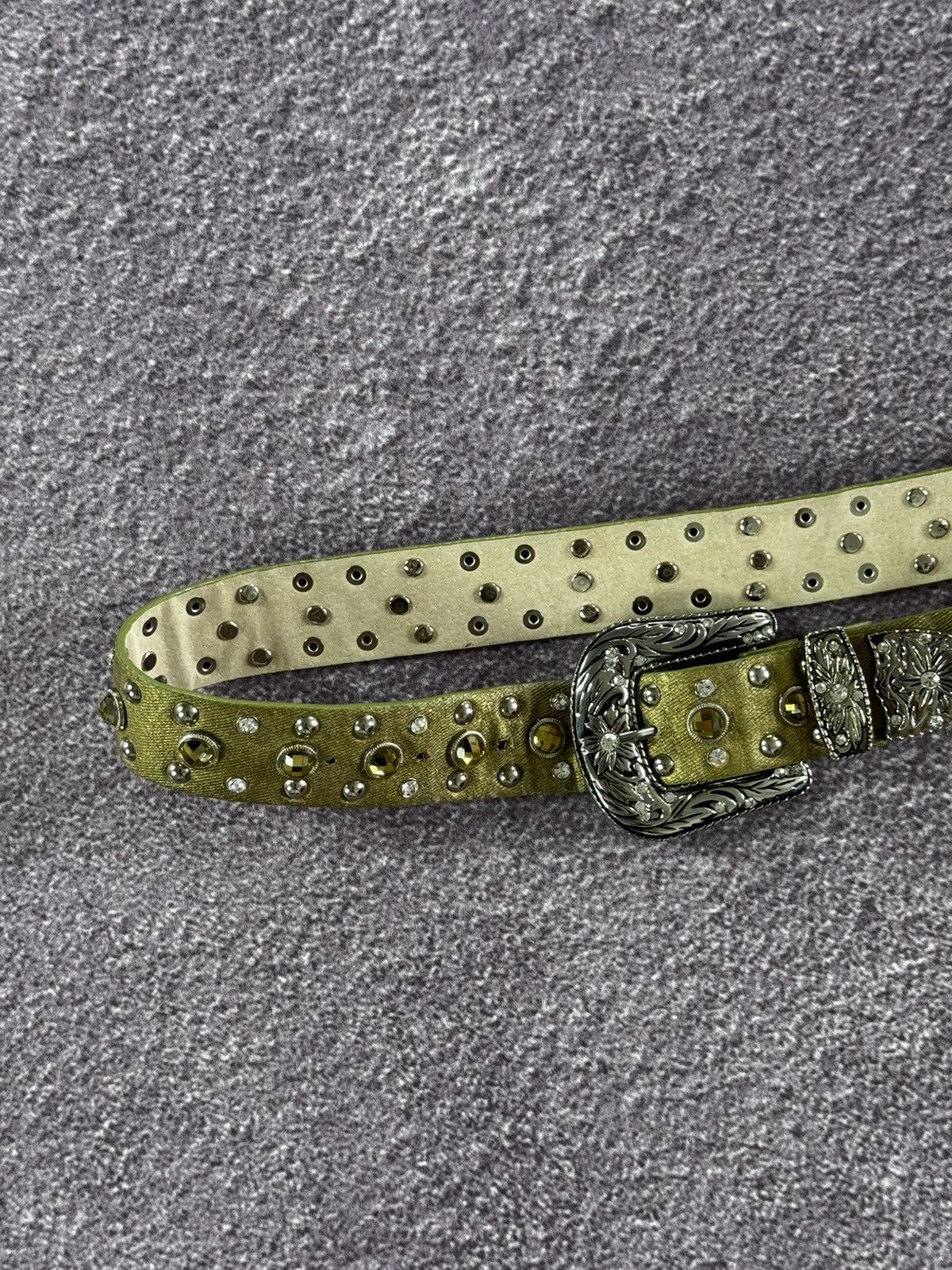 Japanese Brand Y2K Bb Simons Style Glamour Rhinestones Grunge Belt Size 30 - 2 Thumbnail