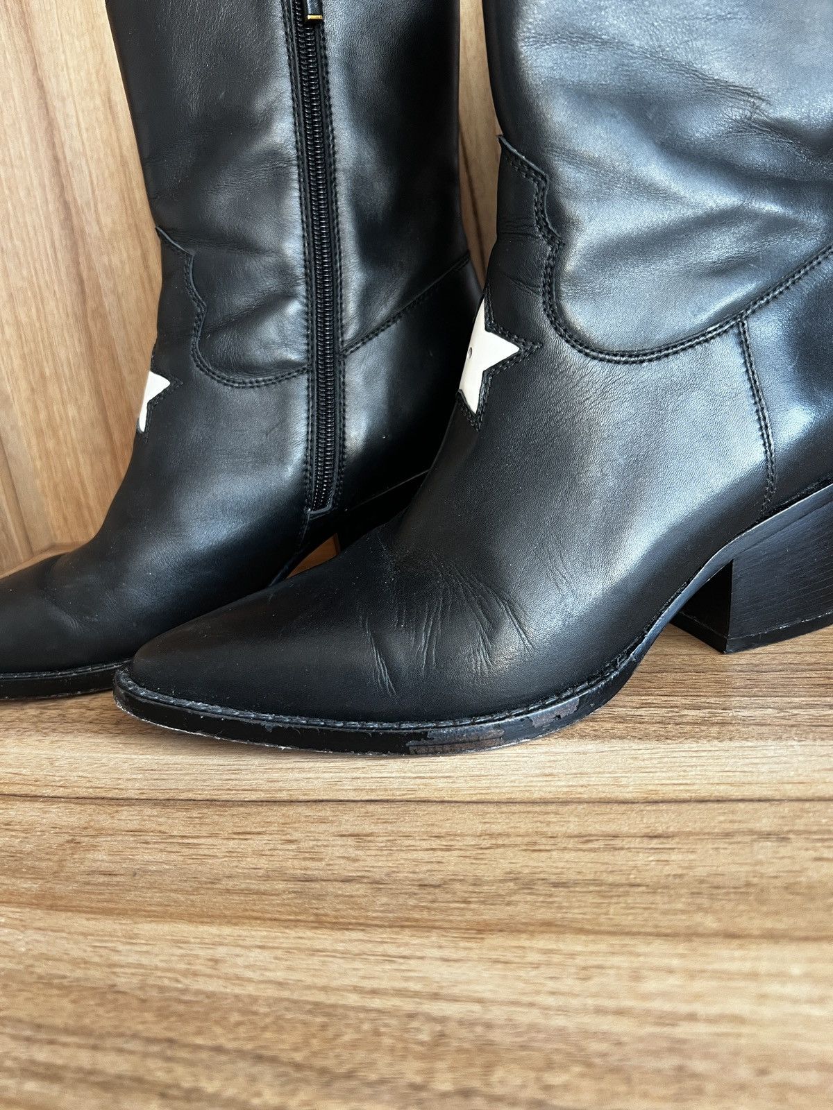 Christian Dior Monsieur 🔥🔥 Christian Dior Black Leather Cowboy Boots Size US 7 / IT 37 - 8 Thumbnail