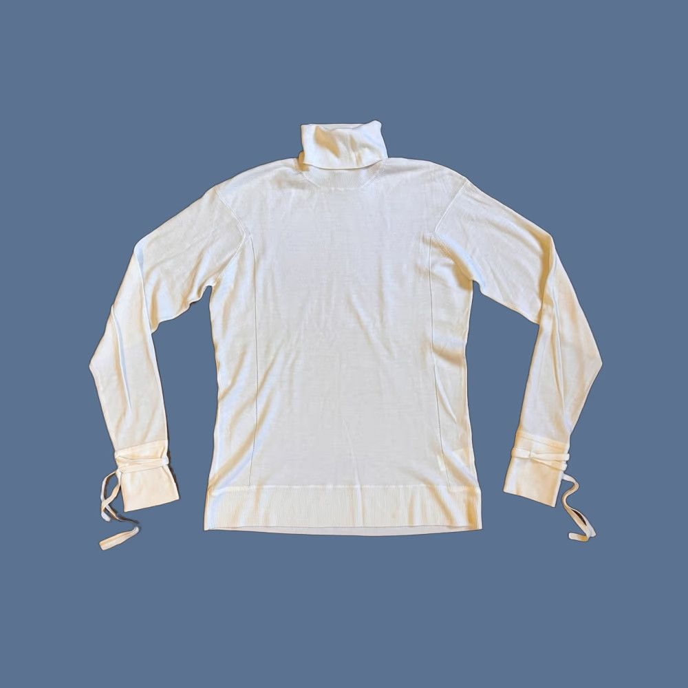 Vintage Chaiken Turtleneck Sweater Knit Shirt Women’s L Ivory Tasseled Sleeve Size L / US 10 / IT 46 - 1 Thumbnail