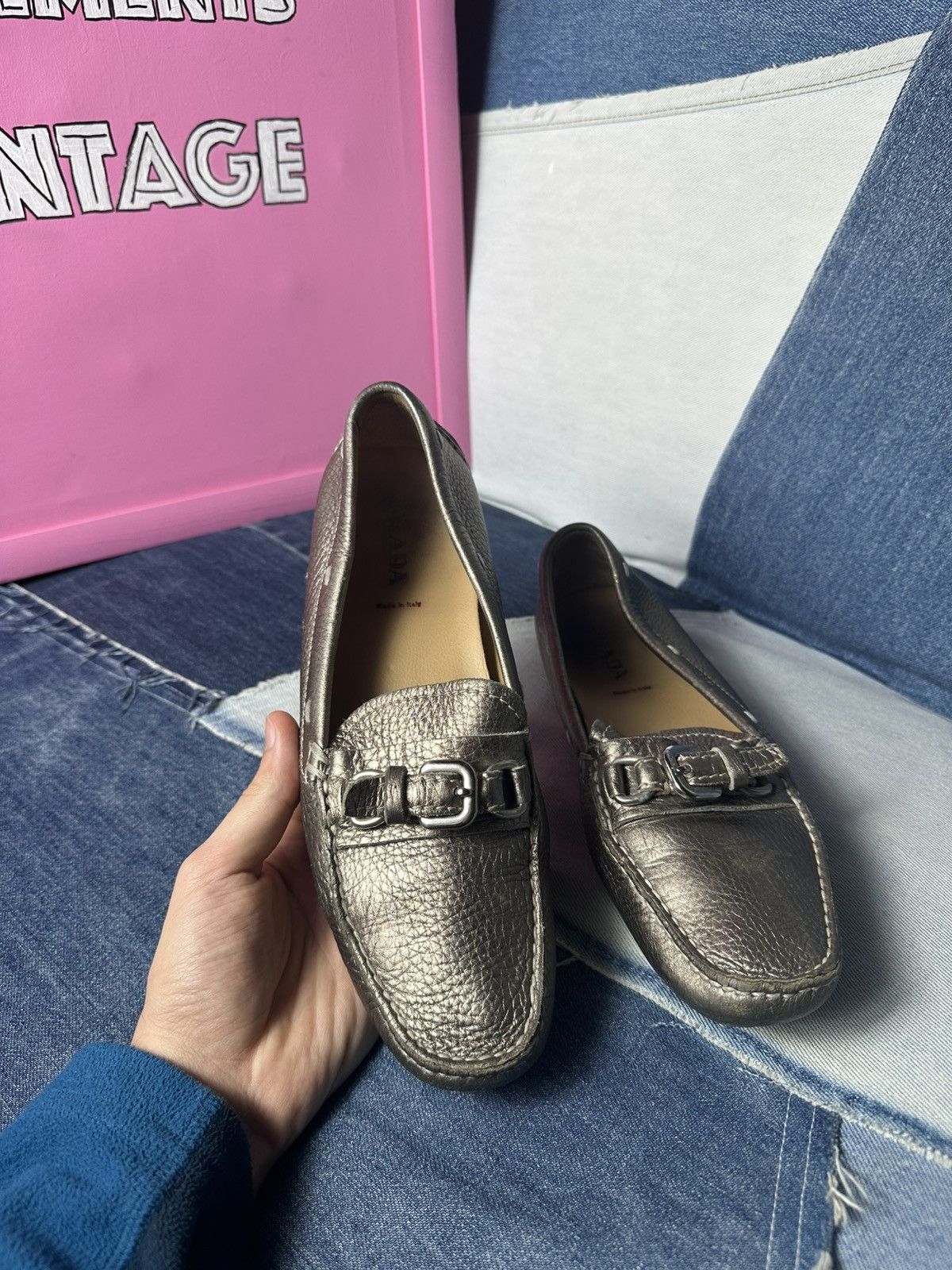 Prada Prada Leather Flats Loafers Logo Buckle Shoes Vintage Size US 8 / IT 38 - 10 Thumbnail