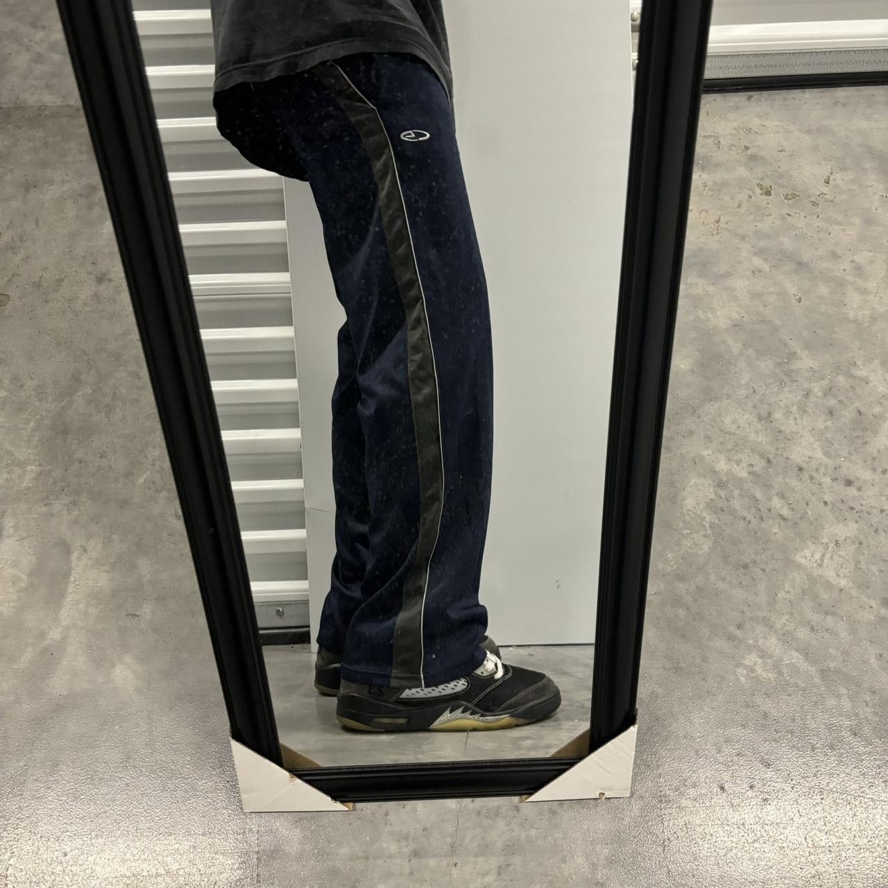 Japanese Brand × Vintage Crazy Vintage Y2K/2000s Navy Blue Striped Drill Essential Track Pants! Size US 28 / EU 44 - 1 Thumbnail