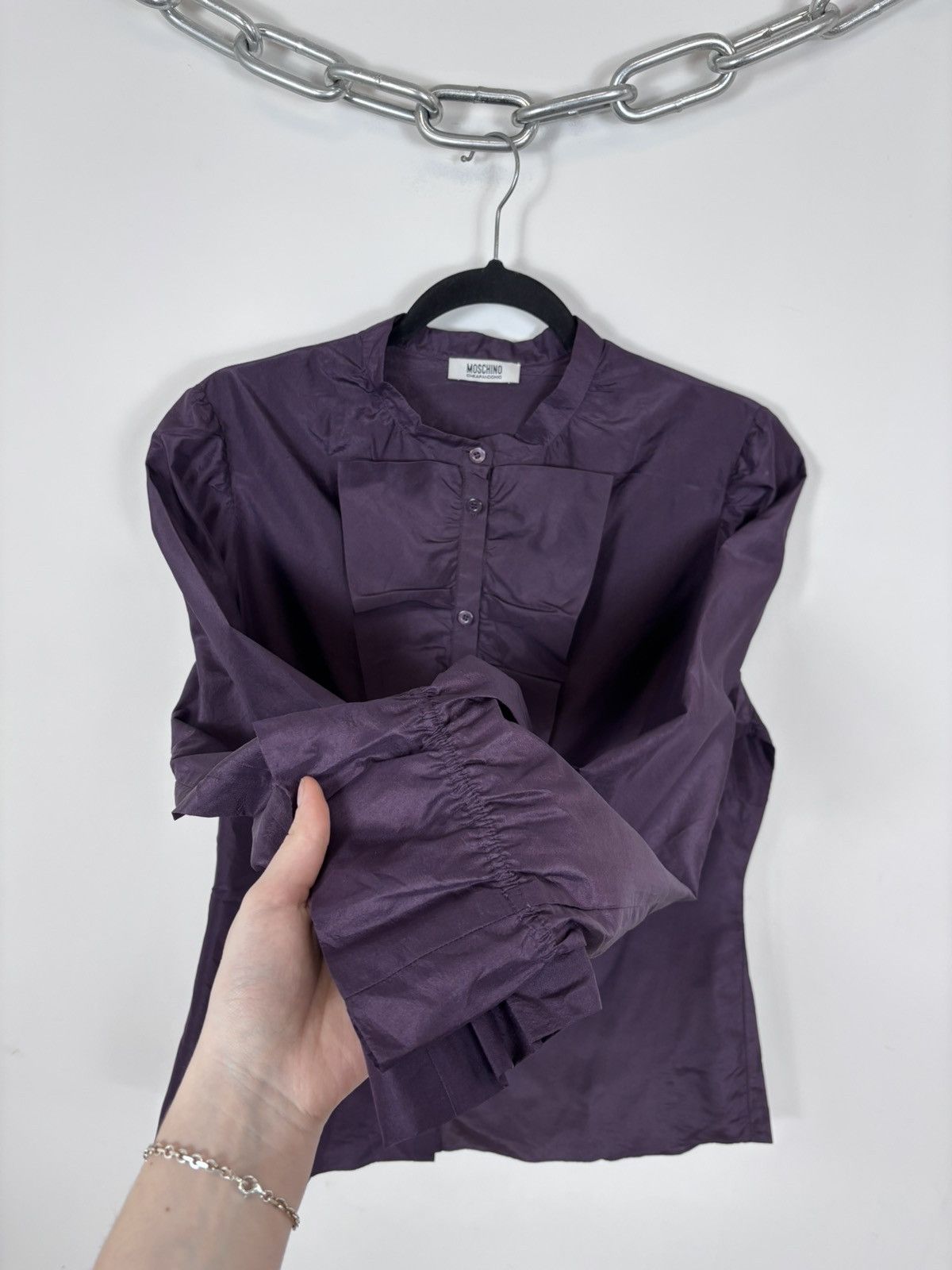 Moschino Moschino Cheap And Chic Ruffle Silk Long Sleeve Blouse Shirt Size L / US 10 / IT 46 - 6 Thumbnail