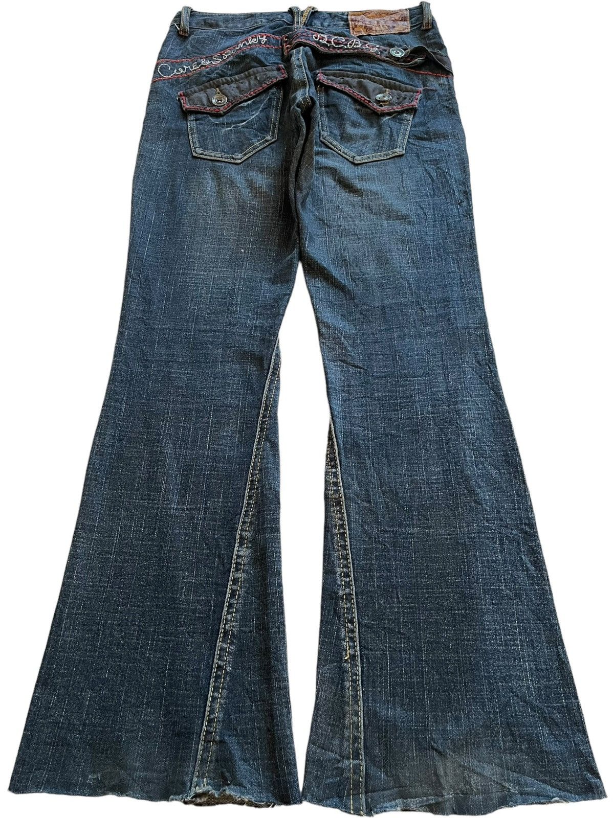 BCBGeneration × Bcbgmaxazria × Japanese Brand SALES🔥Vintage Japanese Buckle Back Spiral Leg Flare Jeans Size 30" / US 8 / IT 44 - 2 Thumbnail