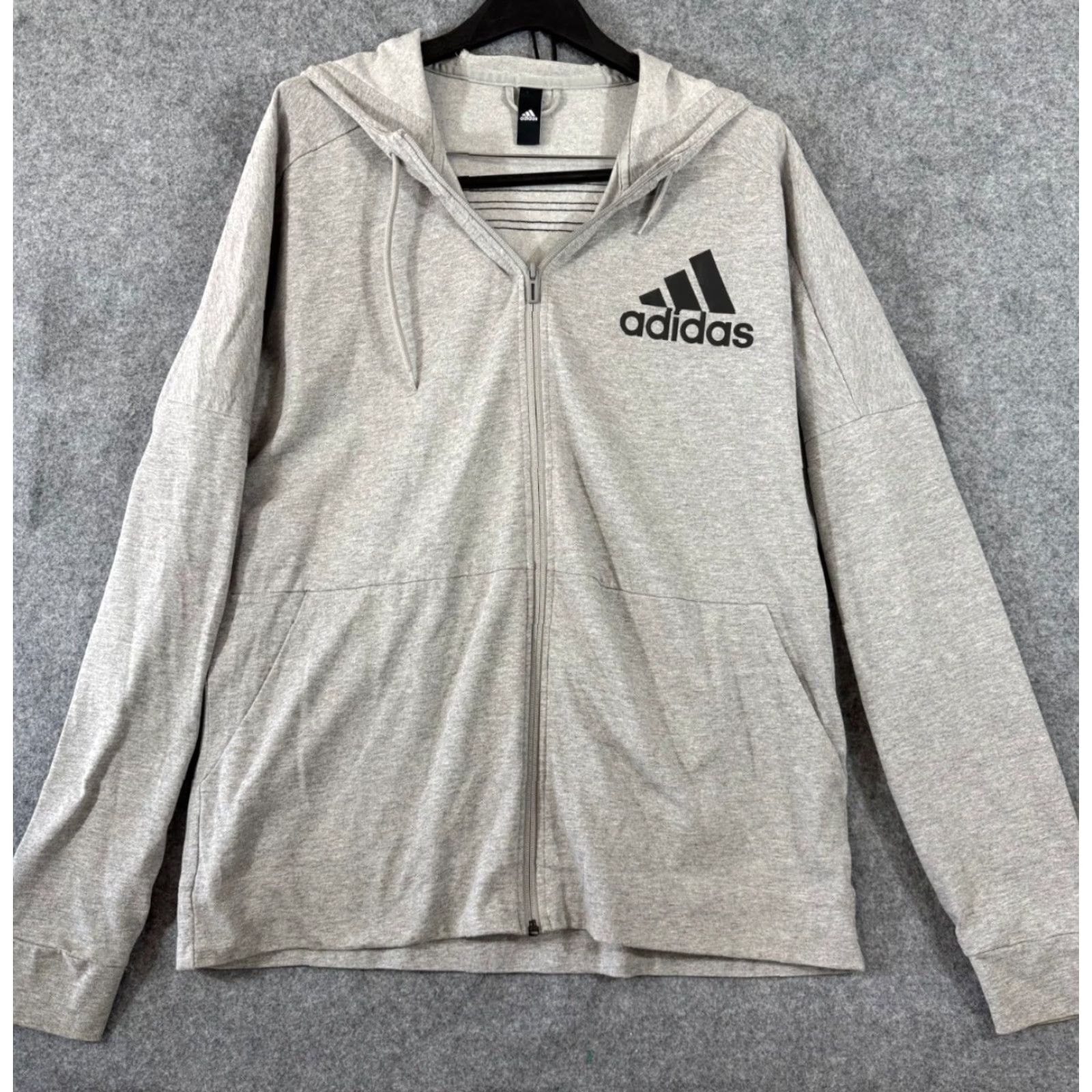 Adidas Adidas Hoodie Mens L Heather Gray Full Zip Raglan Sleeve Outdoor Performance Pockets Size US L / EU 52-54 / 3 - 2 Thumbnail