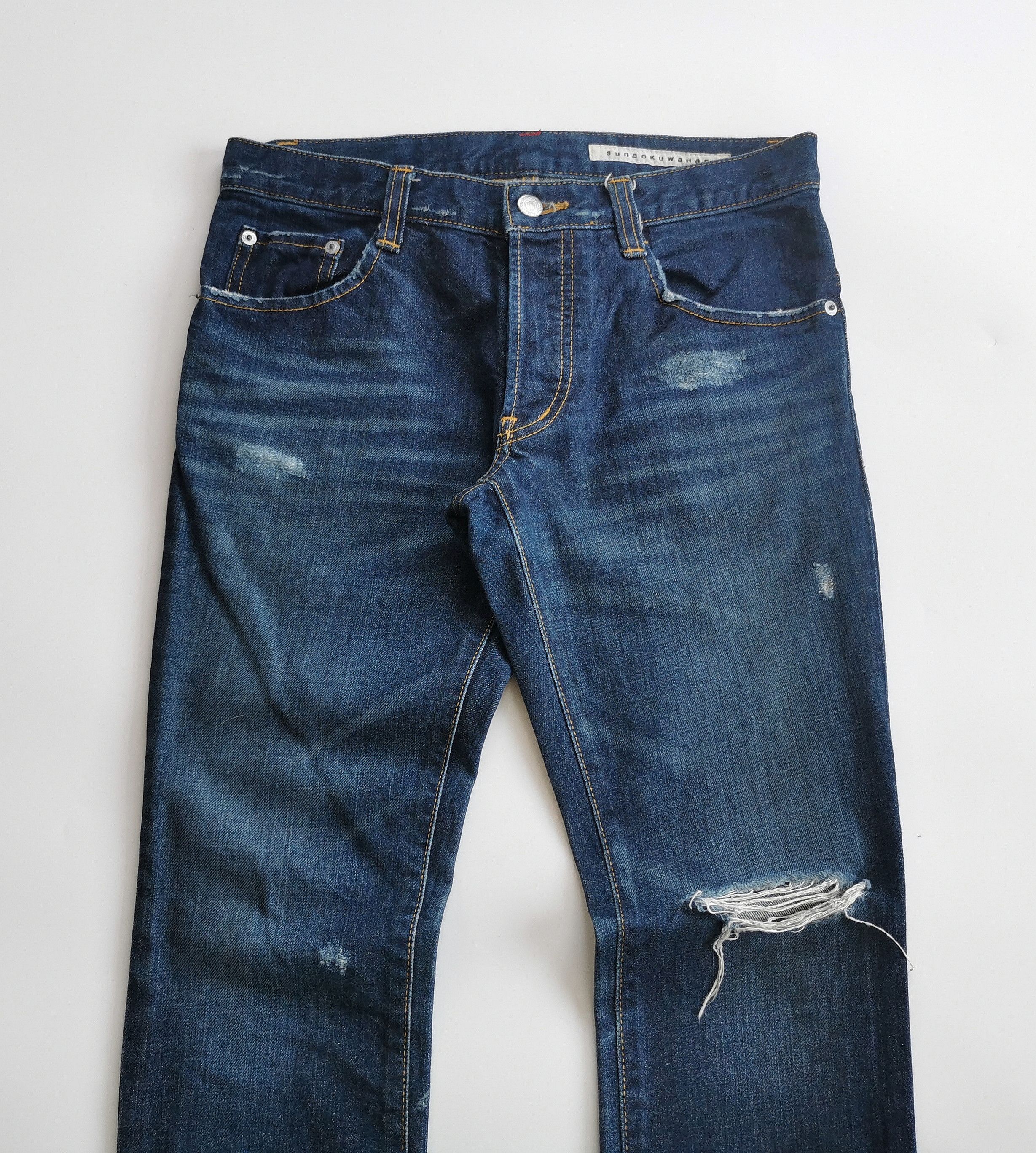 Japanese Brand Sunao Kuwahara Buckle Back Diistressed Jeans Size US 30 / EU 46 - 5 Thumbnail
