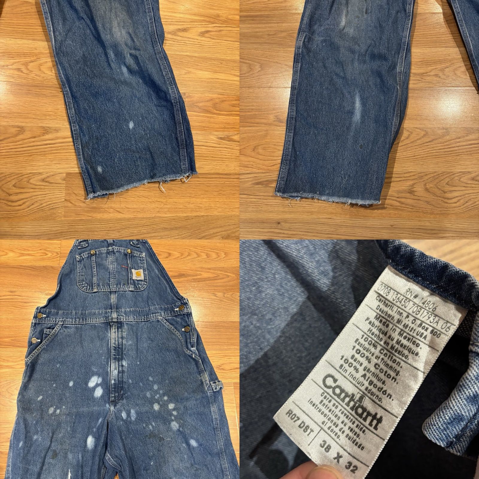 Carhartt VINTAGE Carhartt Overalls Jeans Work Bib Men's 38x32 Denim Blue 5-Pocket Distressed 90s Grunge USA Bib Jeans Mens Size US 38 / EU 54 - 8 Thumbnail