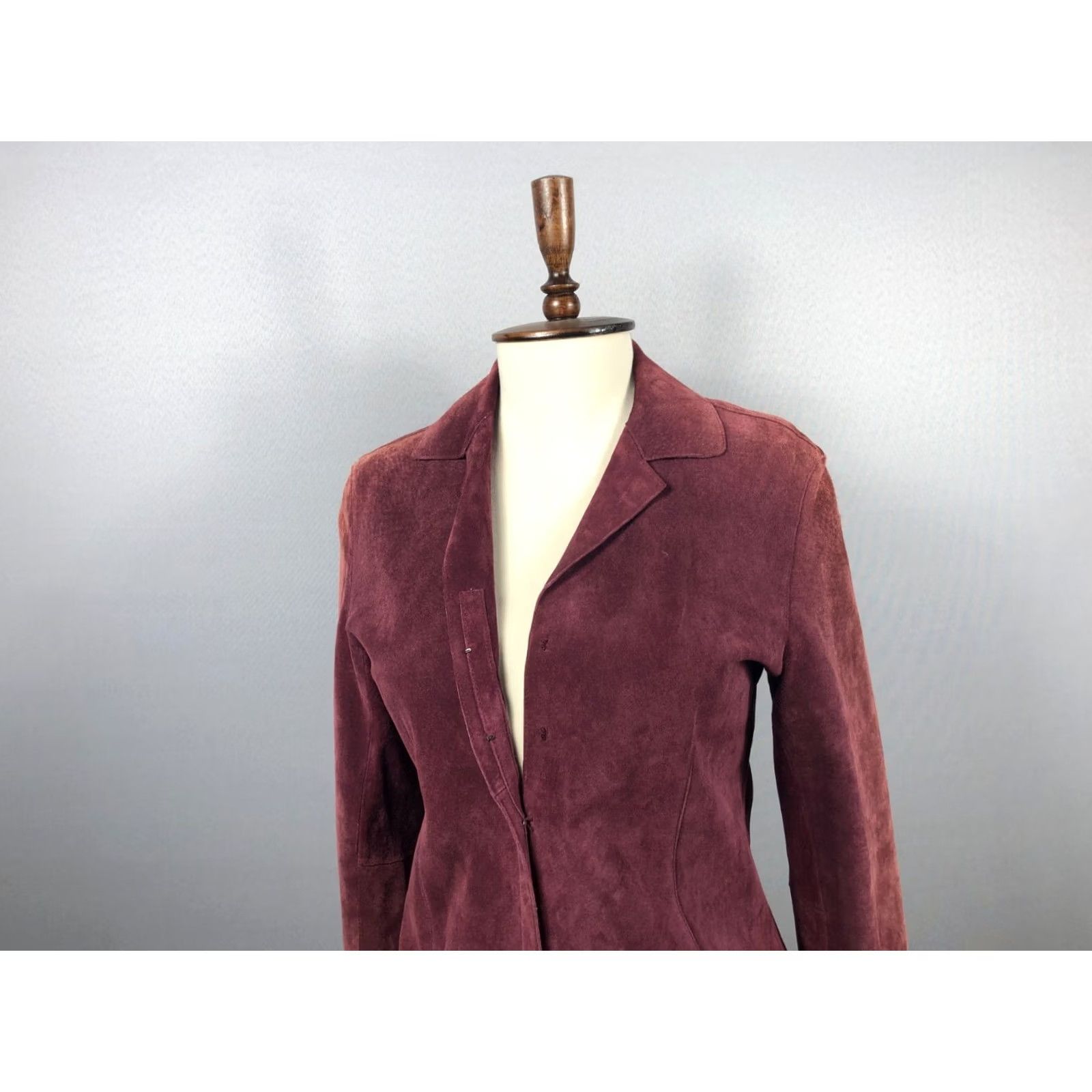 Vintage Chine Collection Real Leather Burgundy Jacket Women Size 3 Shirt Jacket Regular Fit Long Sleeve Womens Size XS / US 0-2 / IT 36-38 - 6 Thumbnail