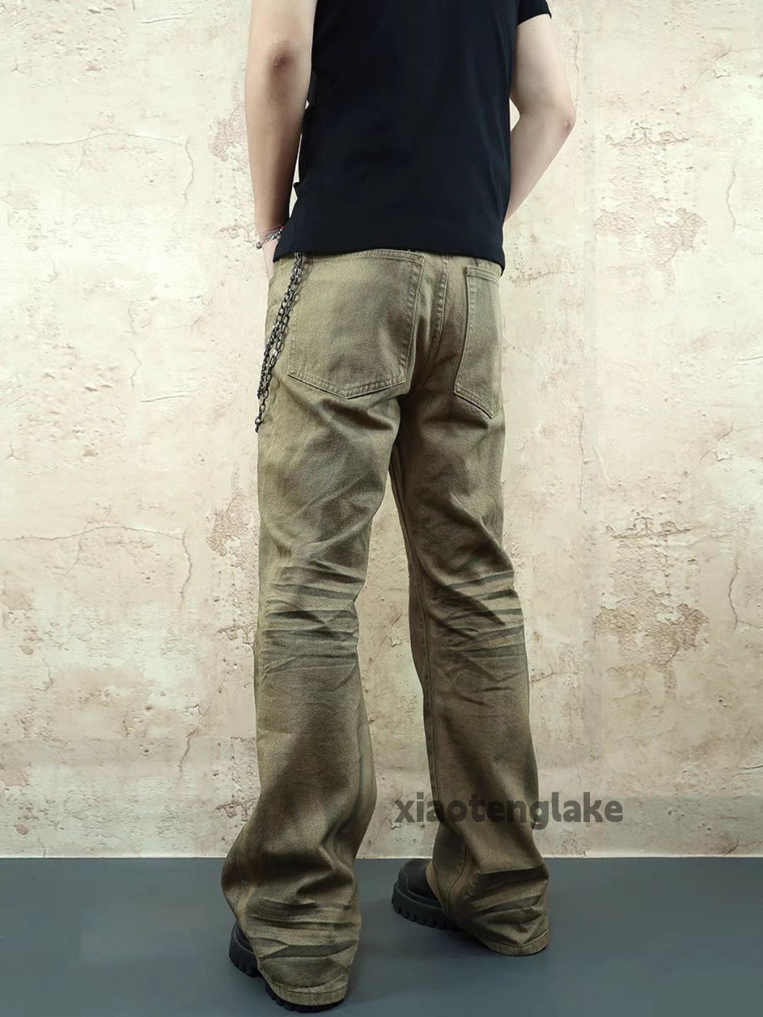 Jean × Vintage dirty washed faded punk grunge bootcut damaged jeans Size US 32 / EU 48 - 3 Thumbnail
