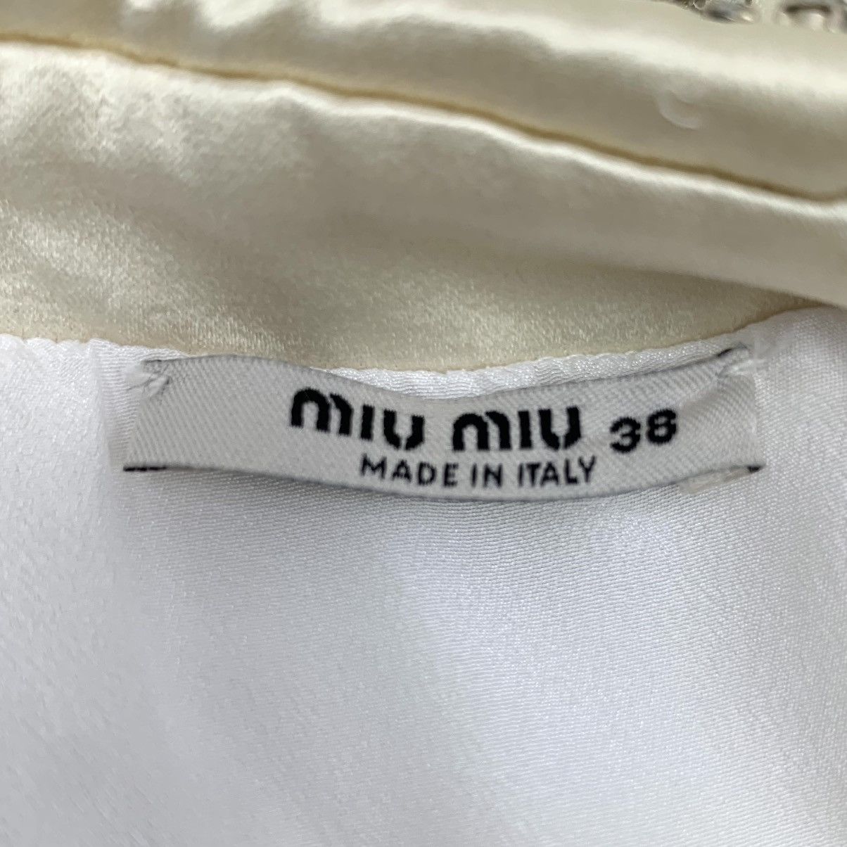 Miu Miu Miu Miu White Rhinestone Lapel Short Sleeve Dress K26WX Size S / US 4 / IT 40 - 5 Thumbnail