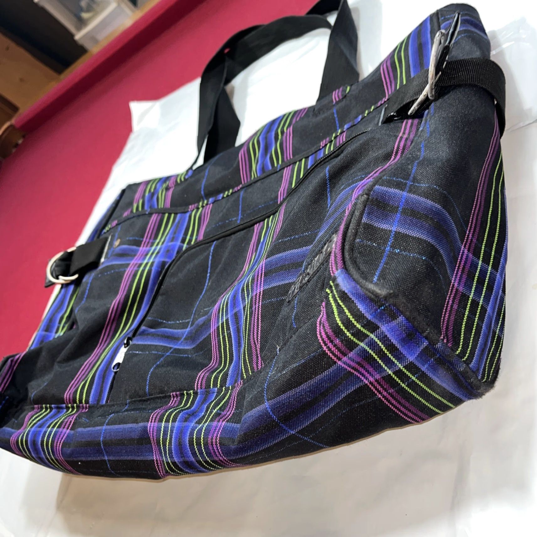 Dakine DAKINE TOTE Bag Black purple Lime Zip Padded Laptop Sleeve Multi Pockets Lg Size ONE SIZE - 2 Thumbnail