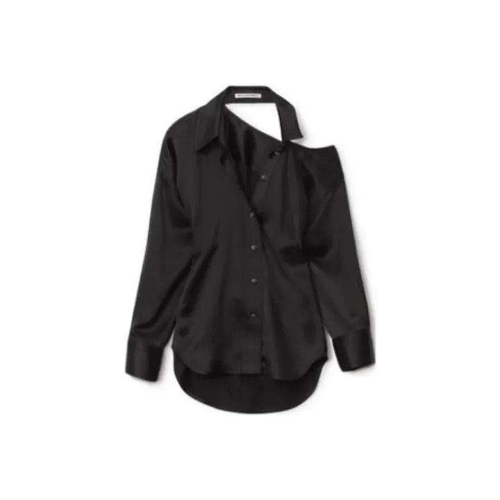 Alexander Wang Black Off-Shoulder Long Sleeve Shirt 0079