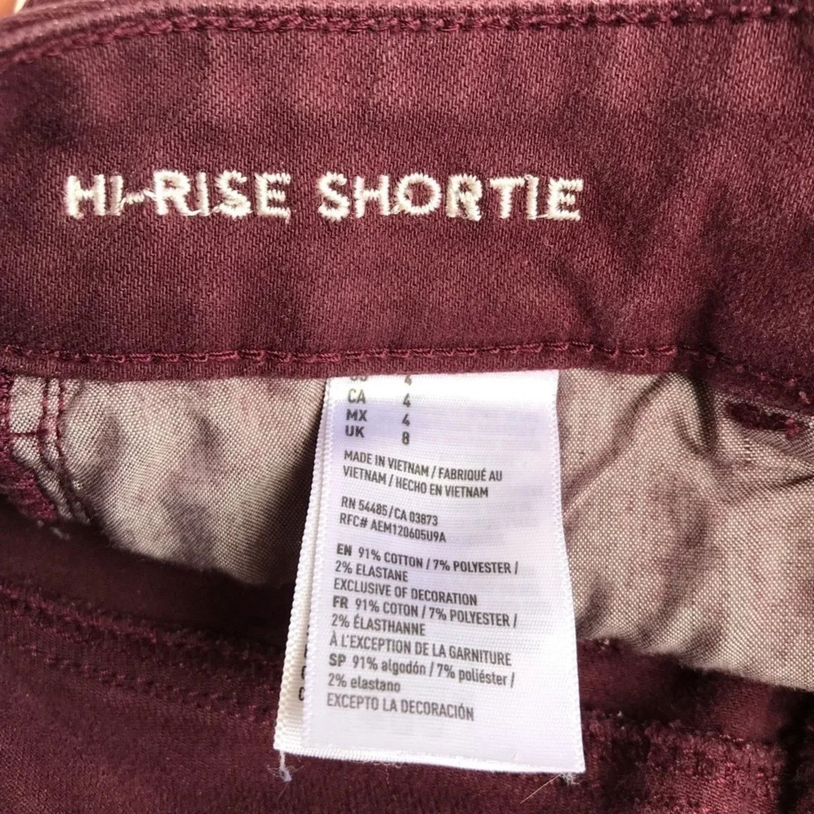 American Eagle Outfitters American Eagle Outfitters Hi-Rise Shortie Shorts Sz 4 Maroon Size 27" / US 4 / IT 40 - 5 Thumbnail