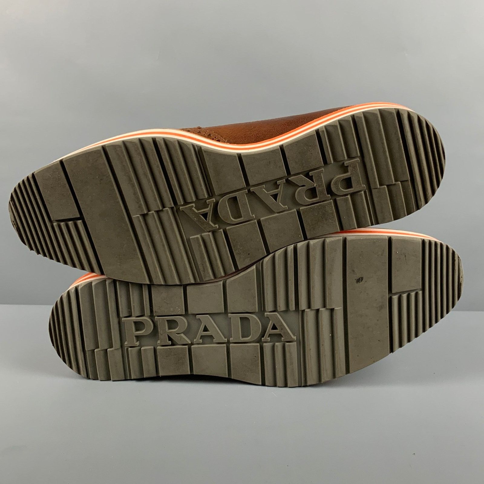 Prada PRADA Brown Perforated Leather Platform Lace-Up Shoes Size US 9.5 / EU 42-43 - 6 Thumbnail