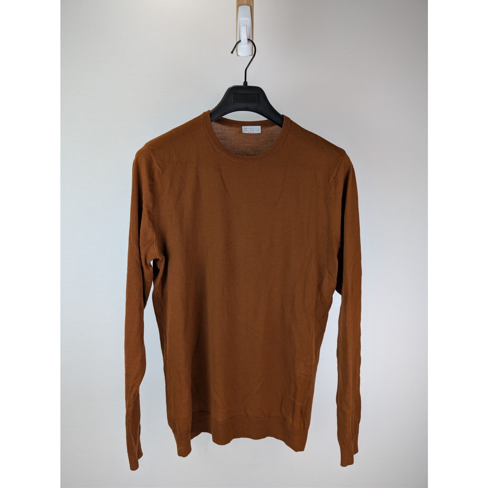 Brunello Cucinelli o1rshd1 CC20 Long-Sleeve Crewneck Sweater in Brown Size US M / EU 48-50 / 2 - 1 Thumbnail