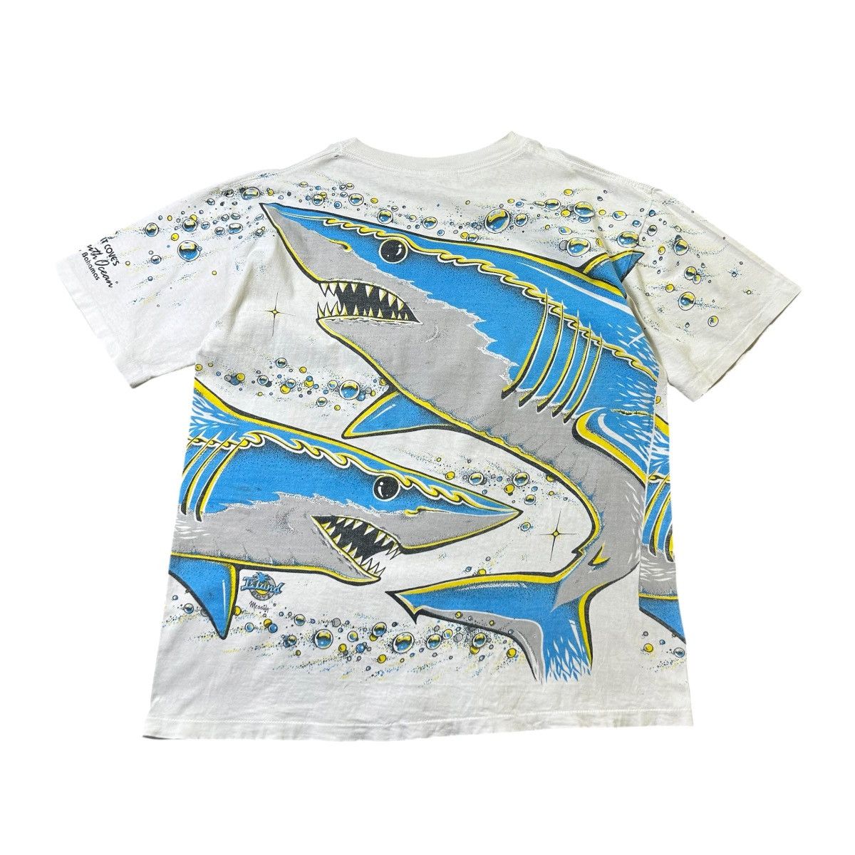Vintage Vintage 90s Shark Ocean Over Print Graphic Tee Size US XL / EU 56 / 4 - 2 Thumbnail