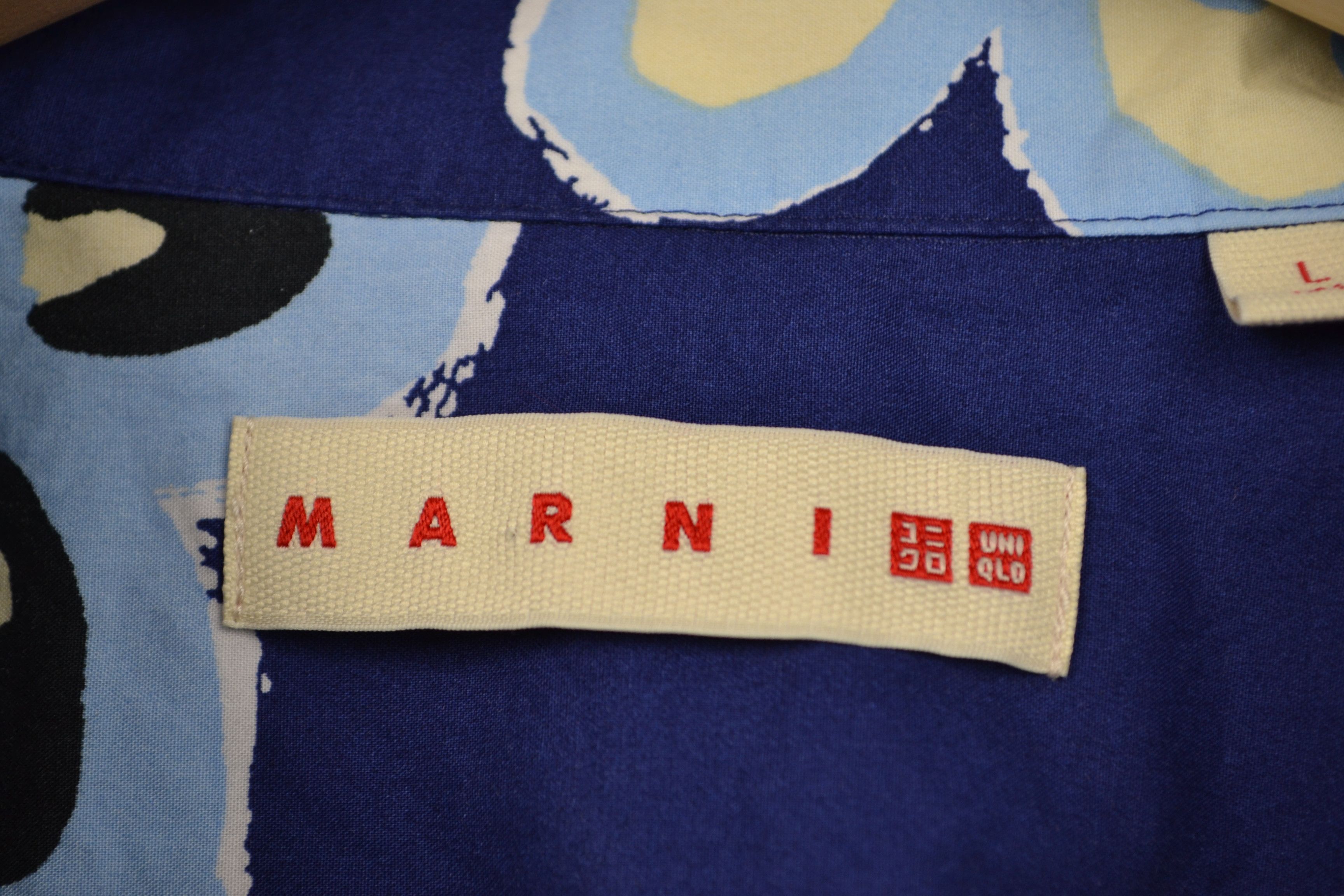 Marni Marni Uniqlo Oversized Open Collar Hawaiian Shirt Blue L Size US L / EU 52-54 / 3 - 4 Thumbnail