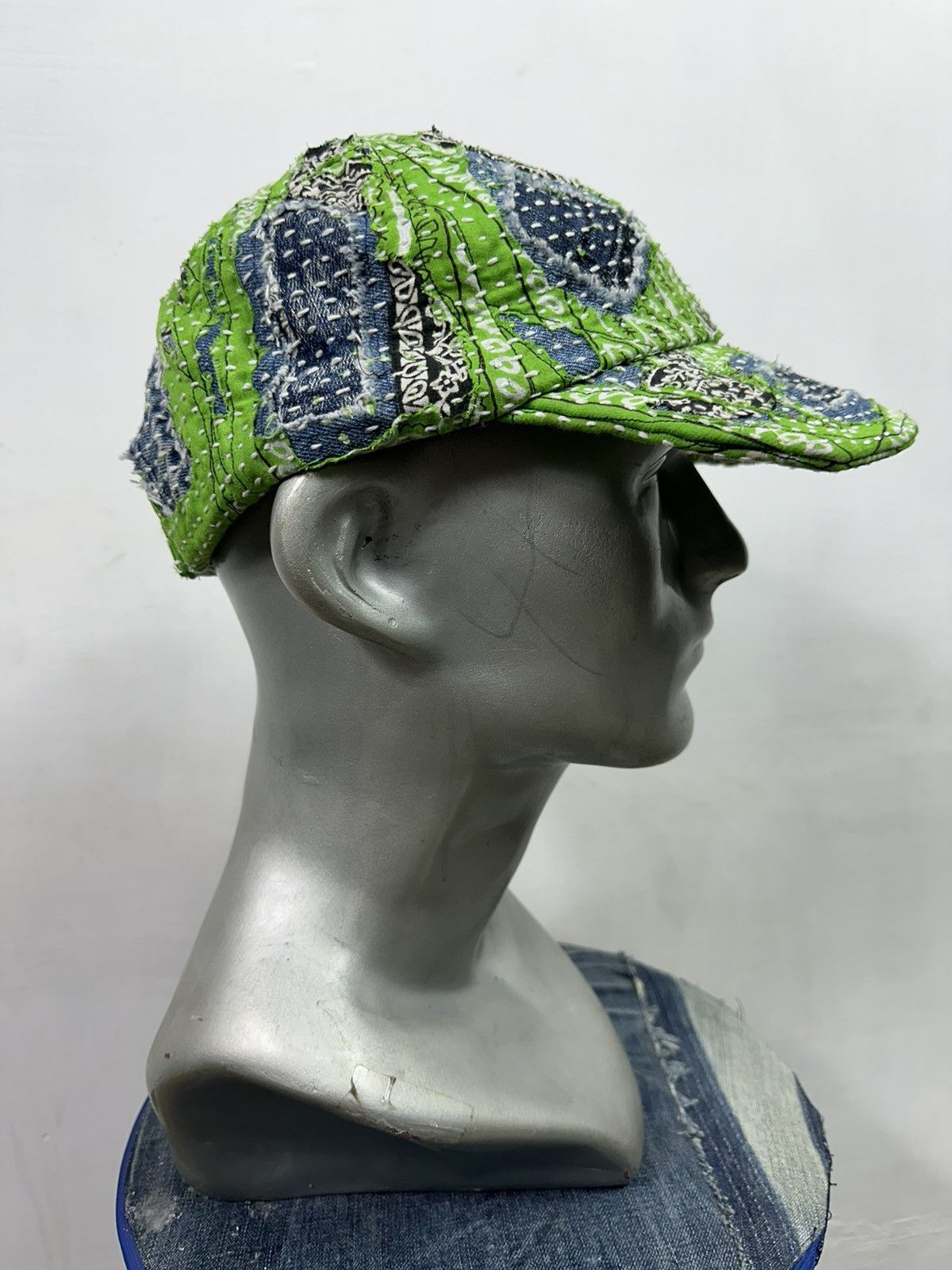 Art Comes First × Handmade Custom Made Distressed Paisley Patchwork Boro hats Size ONE SIZE - 5 Thumbnail
