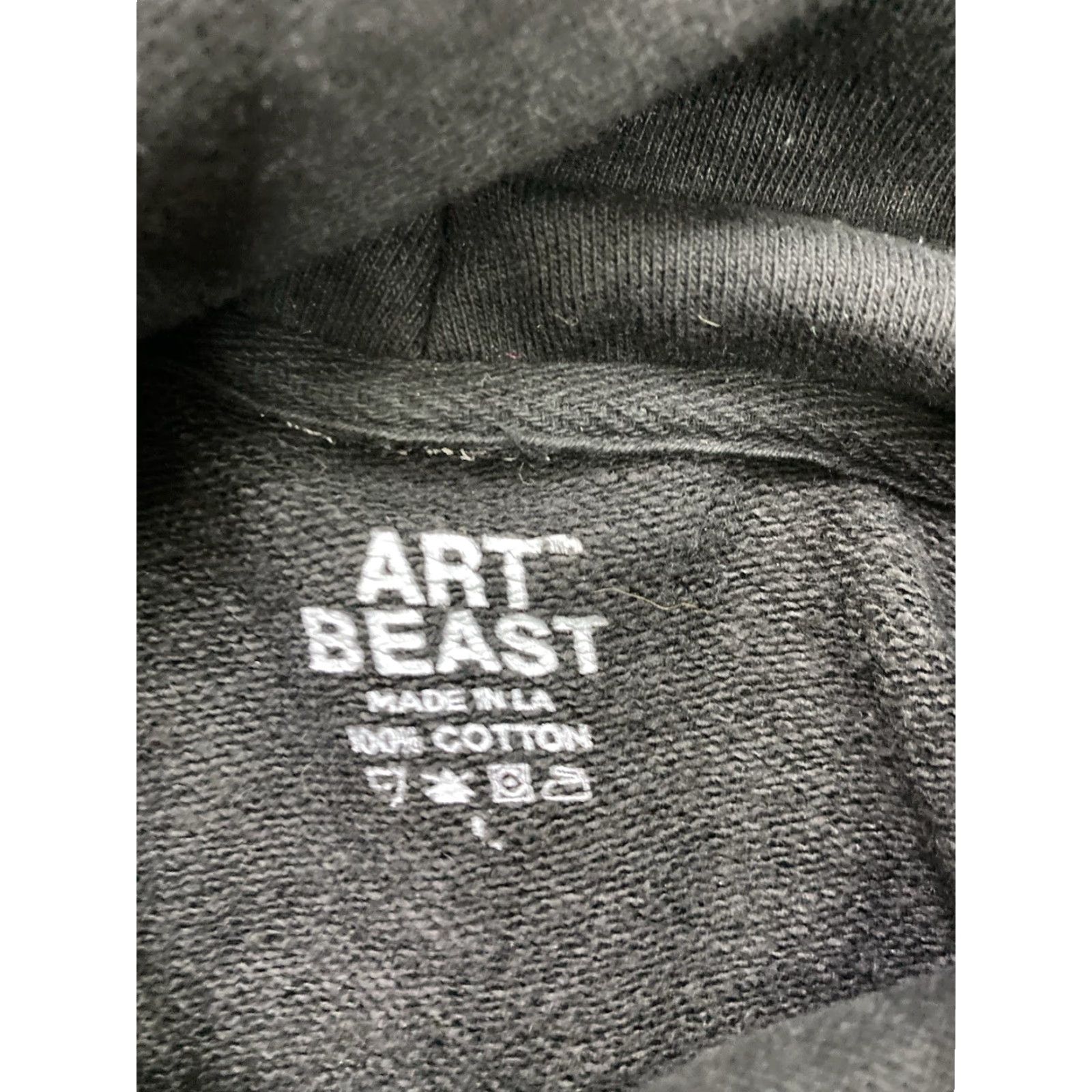 Vintage Art Beast Pullover Hoodie Men Large Graphic Print Black Logo Hooded Pockets Crew Neck Long Sleeve Fleece Cotton Knit Size US L / EU 52-54 / 3 - 4 Thumbnail