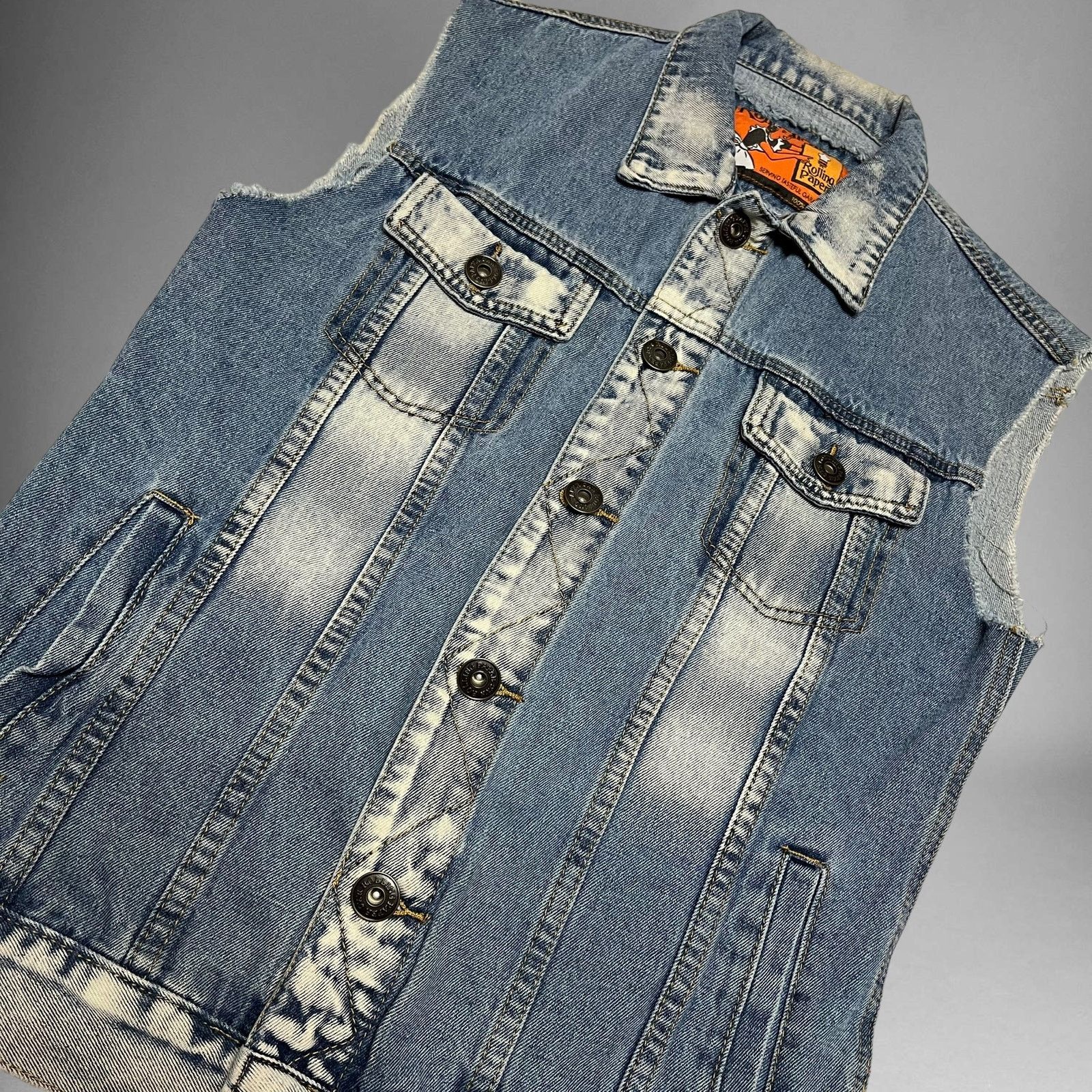 Other Rolling Paper Denim Jean Vest Distressed Button Down Moto Size US S / EU 44-46 / 1 - 5 Thumbnail
