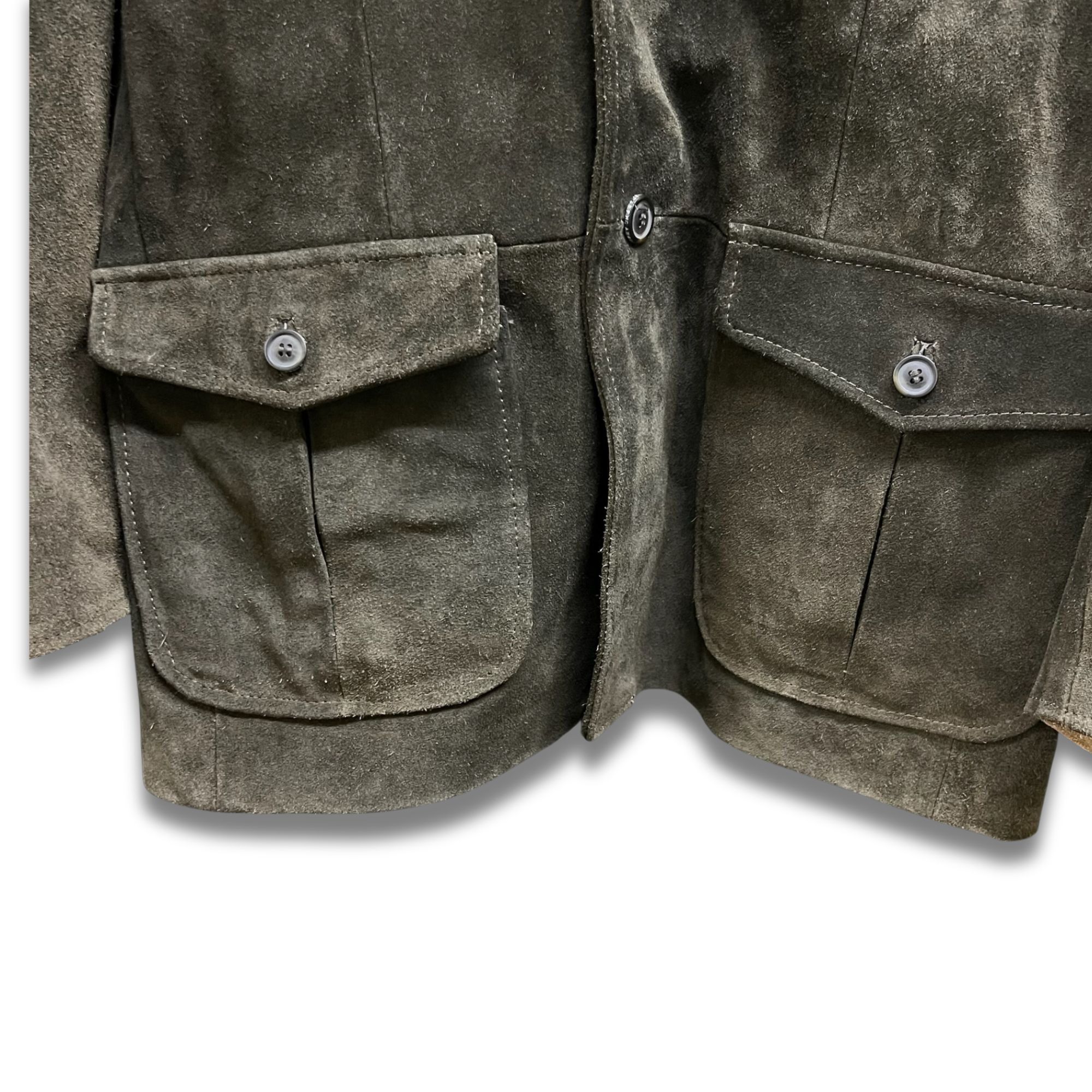 Joseph Abboud JOSEPH ABBOUD Olive Green Suede Leather Car Coat XL Made In Size US XL / EU 56 / 4 - 6 Thumbnail