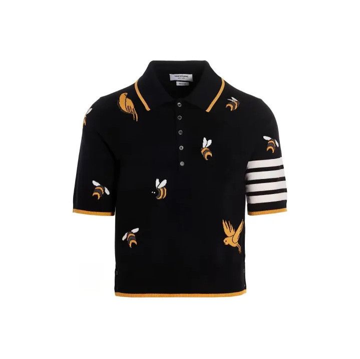 Thom Browne Thom Browne Bee Embroidered Short Sleeve Polo Size US S / EU 44-46 / 1 - 1 Thumbnail