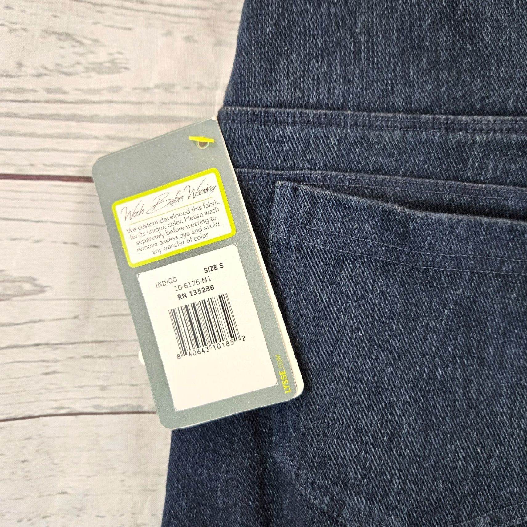 Vintage Lysse Womens Straight Leg Leggings Sz S Blue Pull On Mid Rise Cotton Blend Leggings Size 28" / US 6 / IT 42 - 6 Thumbnail