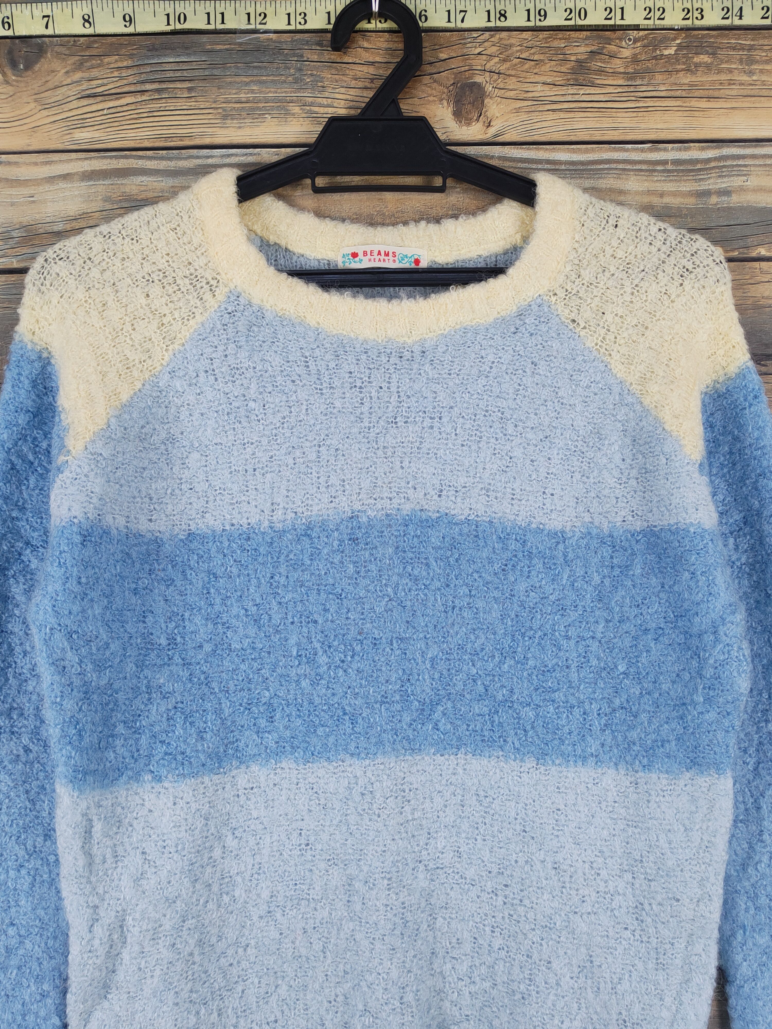 Homespun Knitwear Beams Heart Blue Knitwear Sweatshirts #W1272 Size S / US 4 / IT 40 - 2 Thumbnail