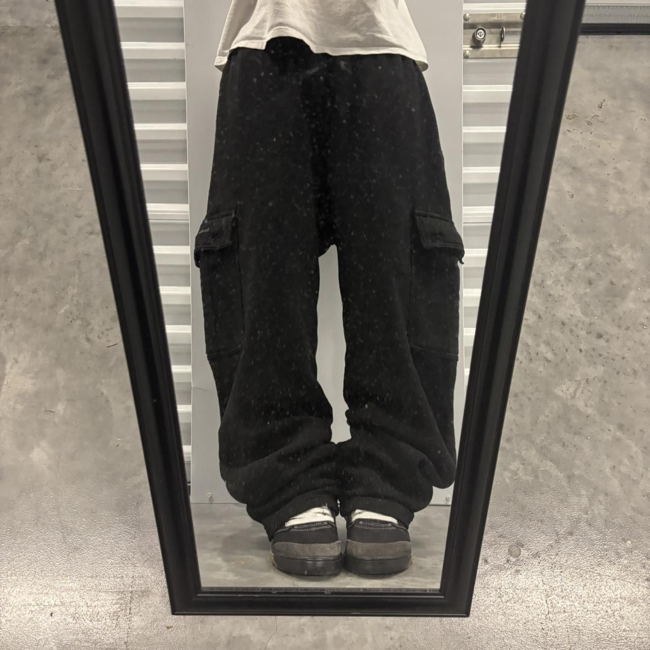 Japanese Brand × Vintage Crazy Vintage Y2K/2000s Baggy Black Streetwear Essential Cargo Sweatpants! Size US 32 / EU 48 - 2 Thumbnail