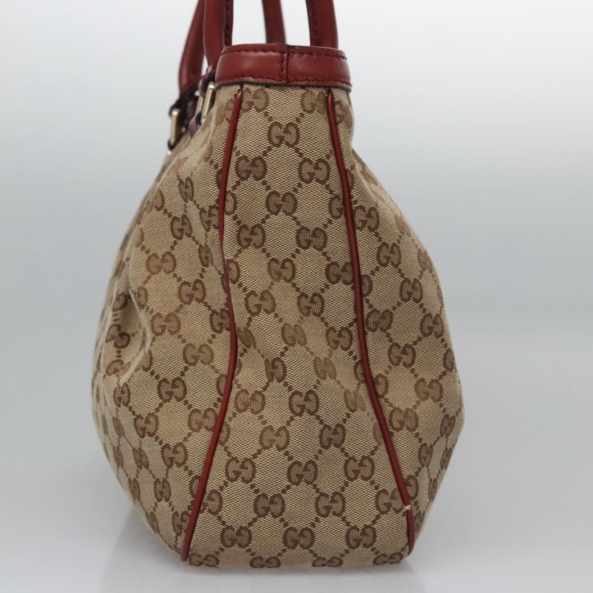 Gucci GUCCI GG Canvas Tote Bag Beige Gold Red Size ONE SIZE - 5 Thumbnail