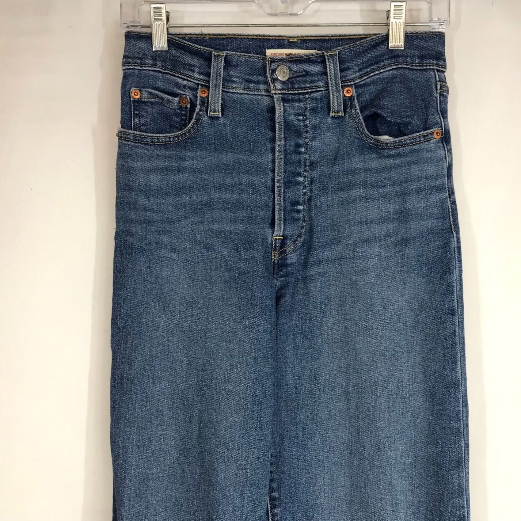 Vintage Levi's Ribcage Straight Ankle Jeans Medium Wash Button Fly Women 25 Size 42" / US 20 - 2 Thumbnail